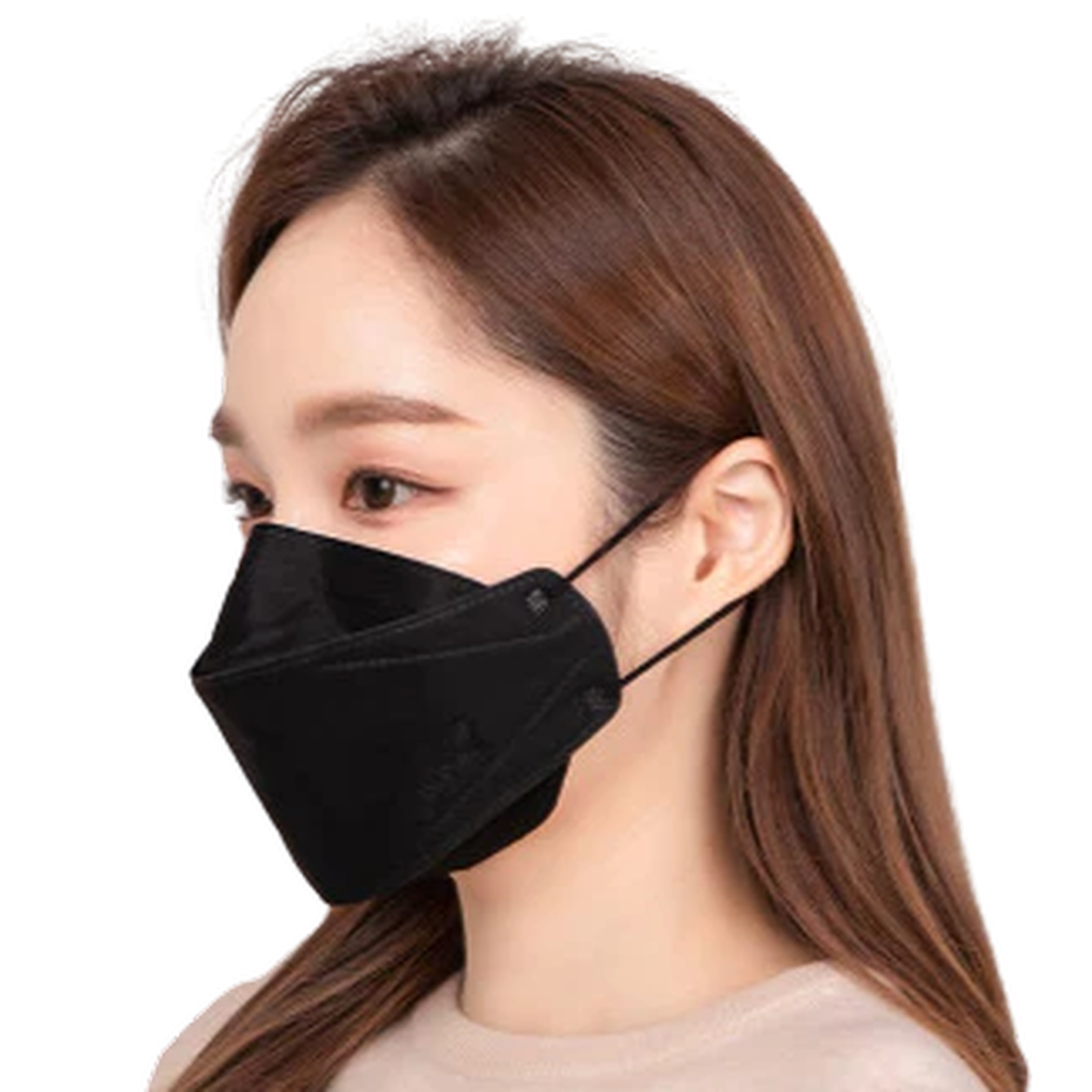 Black Dr. Puri 3D Boat-Shape Ear-Loop KF94 Mask Left 3Q View Model