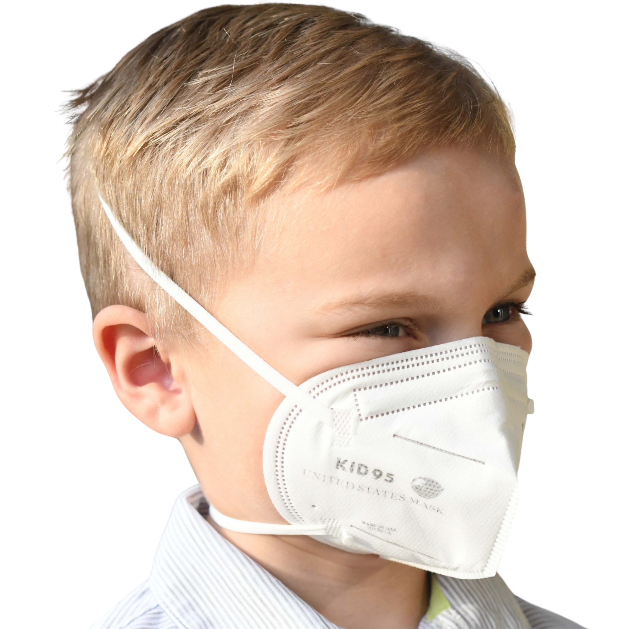 United States Mask Kids95 White High-Filtration Mask Front View Model