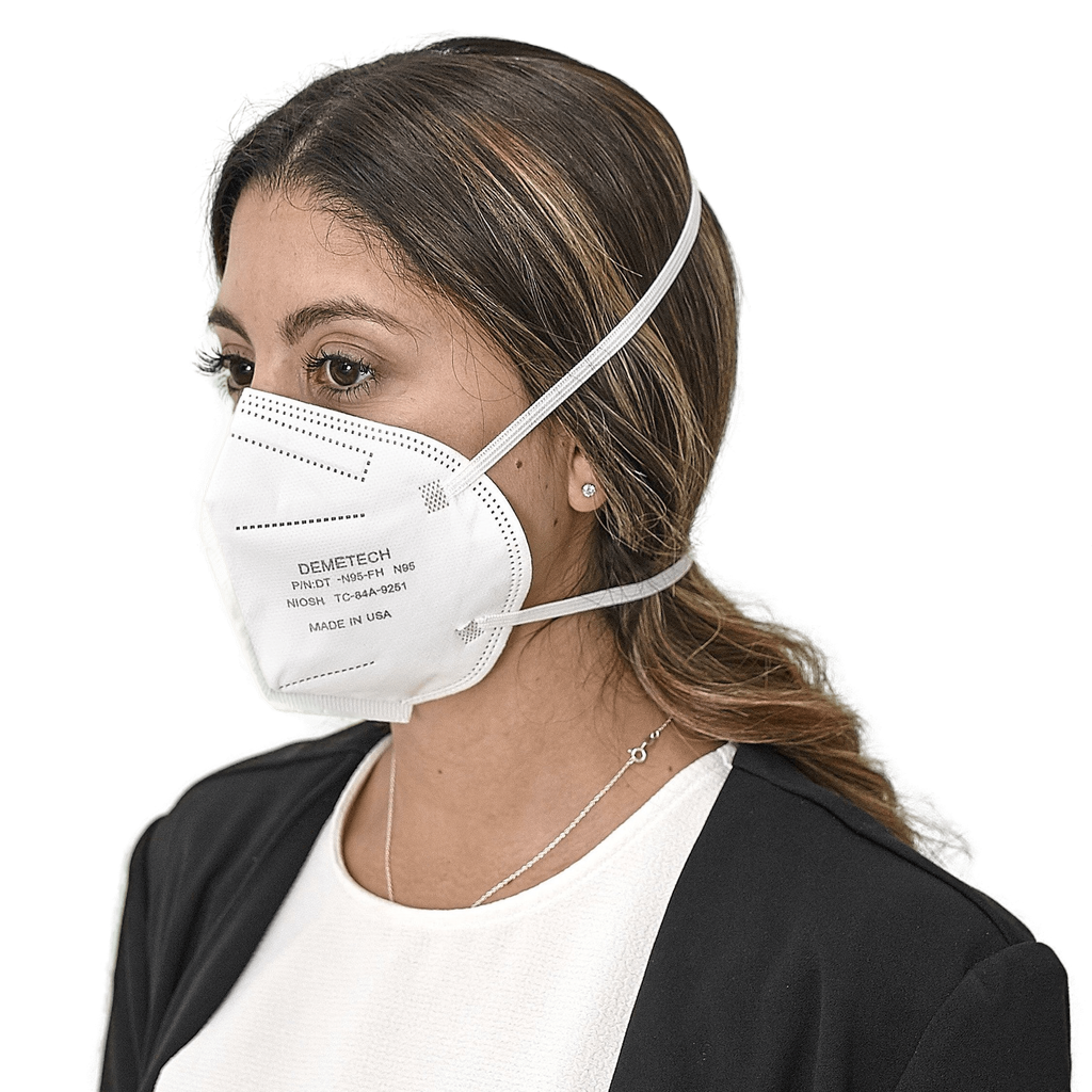 White DemeTECH DT-N95-FH N95 Respirator Mask Left 3Q View Model