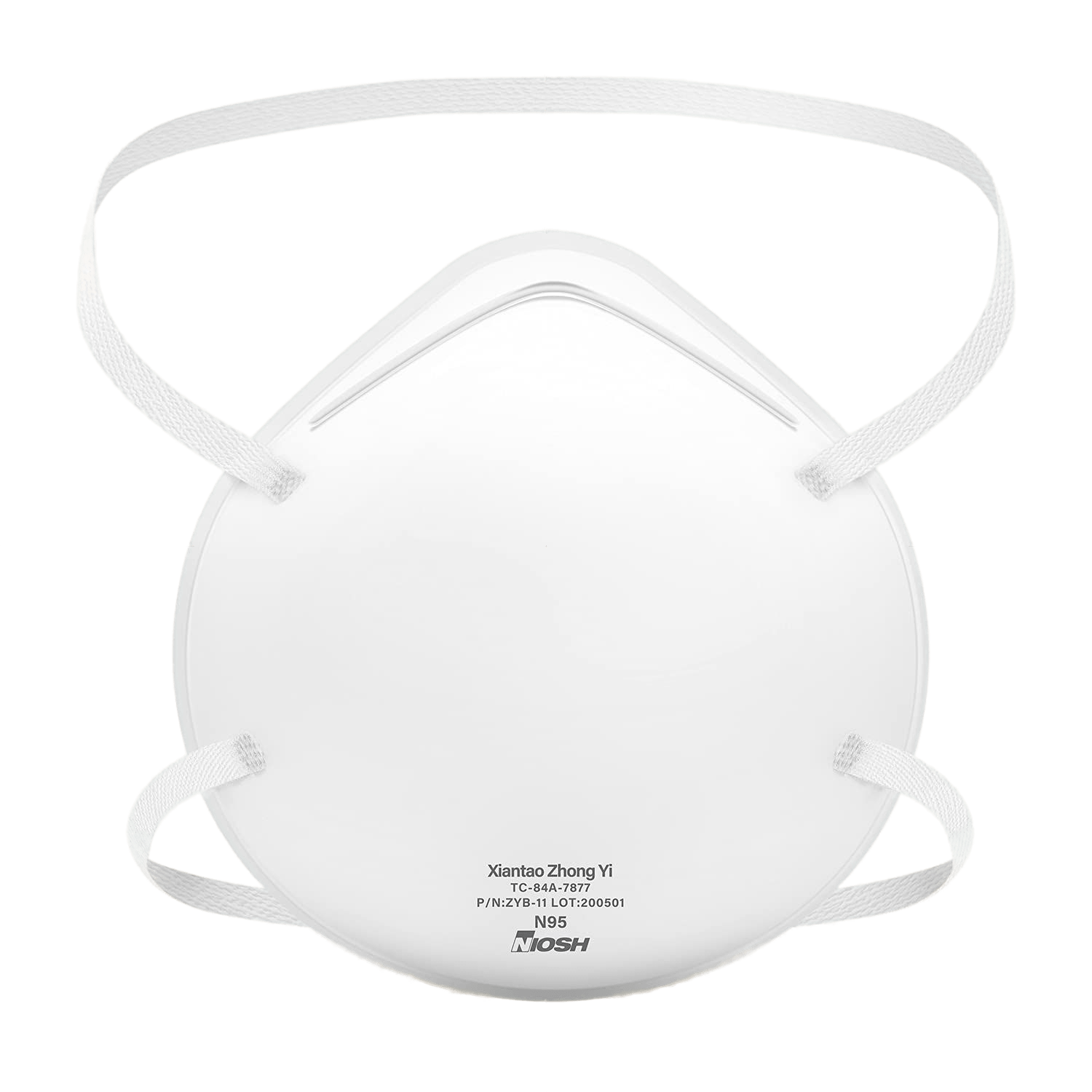 Xiantao Zhongyi ZYB-11 N95 Respirator Front View Mask Only