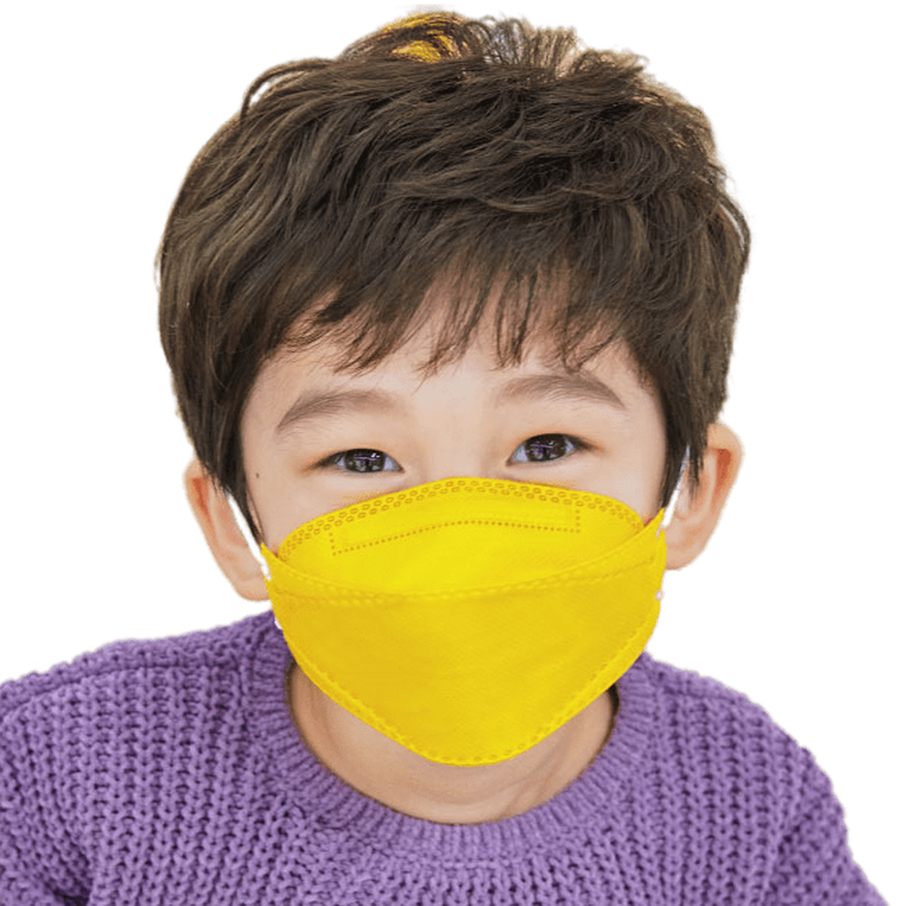 Comma Comma Yellow KF94 Kids Mask Front View Model