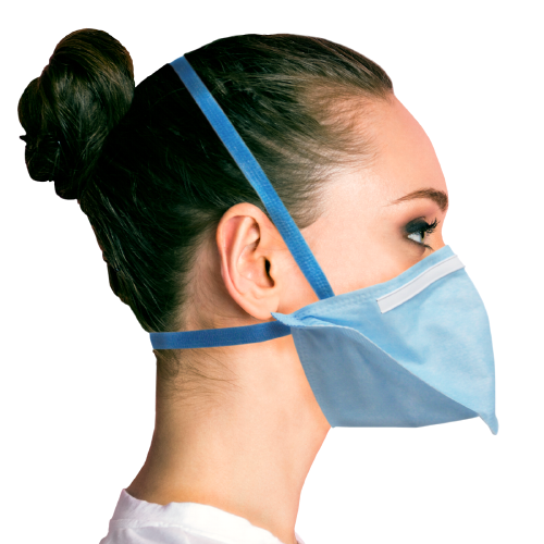Blue ACI (Advanced Concept Innovations) 3120 Duckbill N95 Respirator Mask Right Side View Model