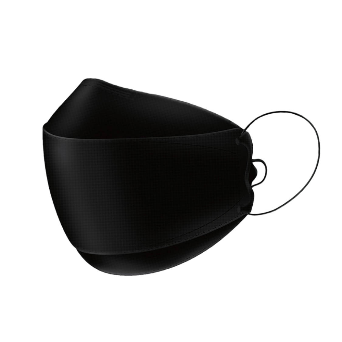 Black Onique 3D Boat Shape Adjustable Ear-Loop KF94 Mask Left 3Q View Mask Only