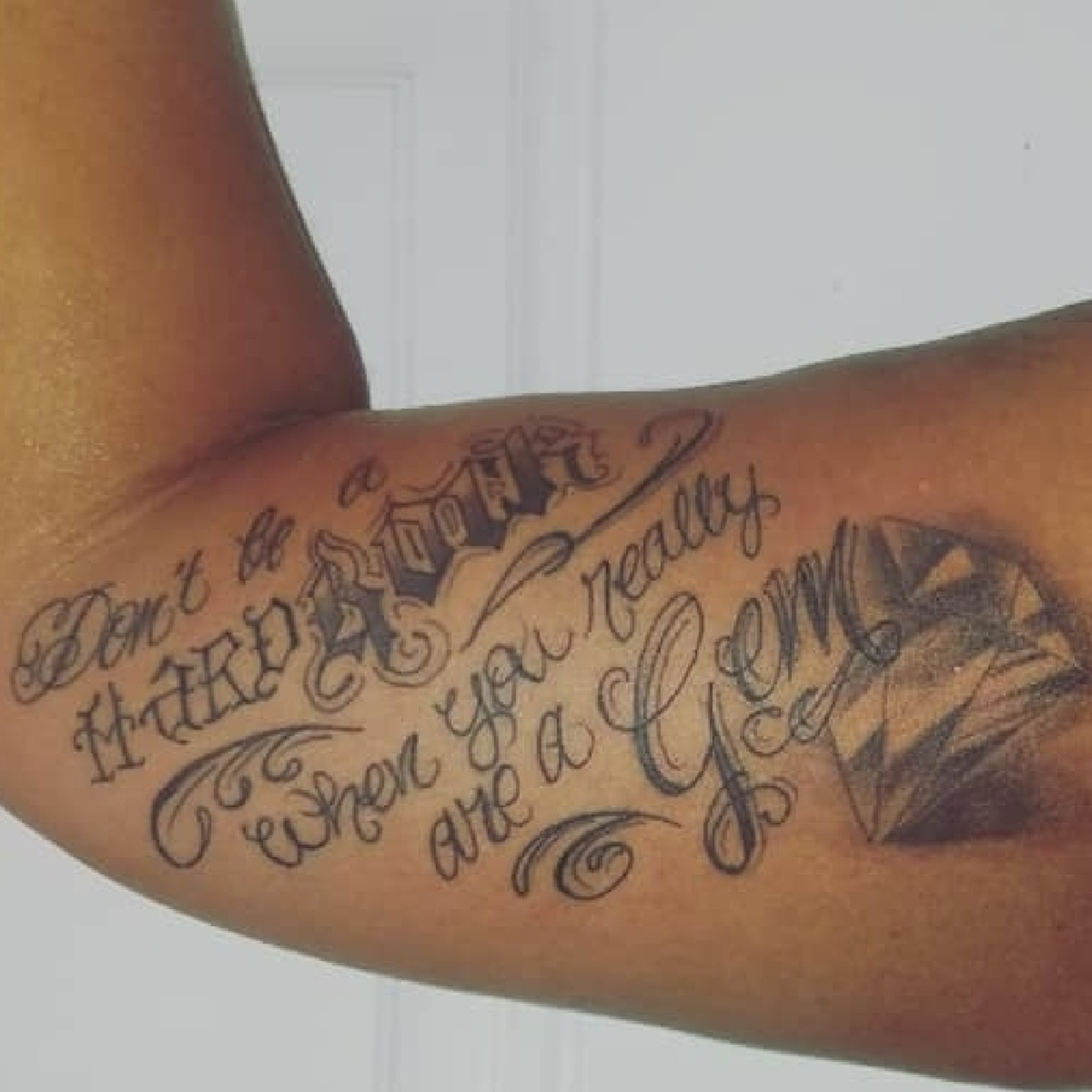 A detail shot of one of Sophia Malone’s 19 tattoos is pictured.