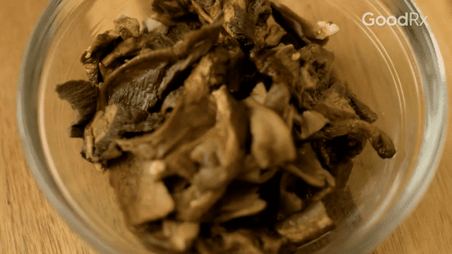 Combine dried mushrooms and hot water in a bowl.
