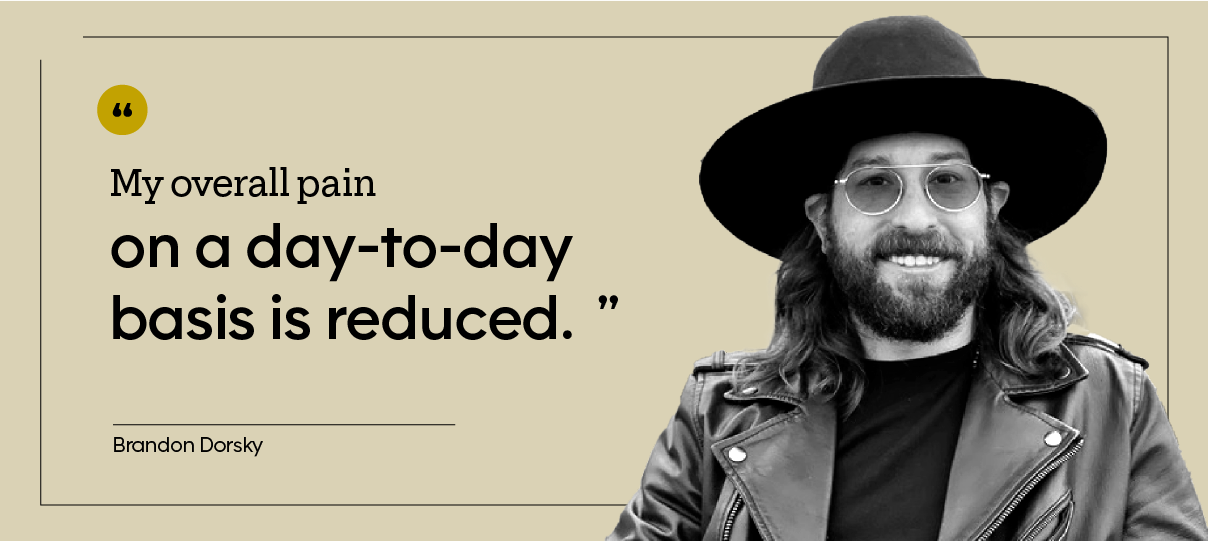 “The result of consistently taking CBD is that my overall pain on a day-to-day basis is reduced.” — Brandon Dorsky