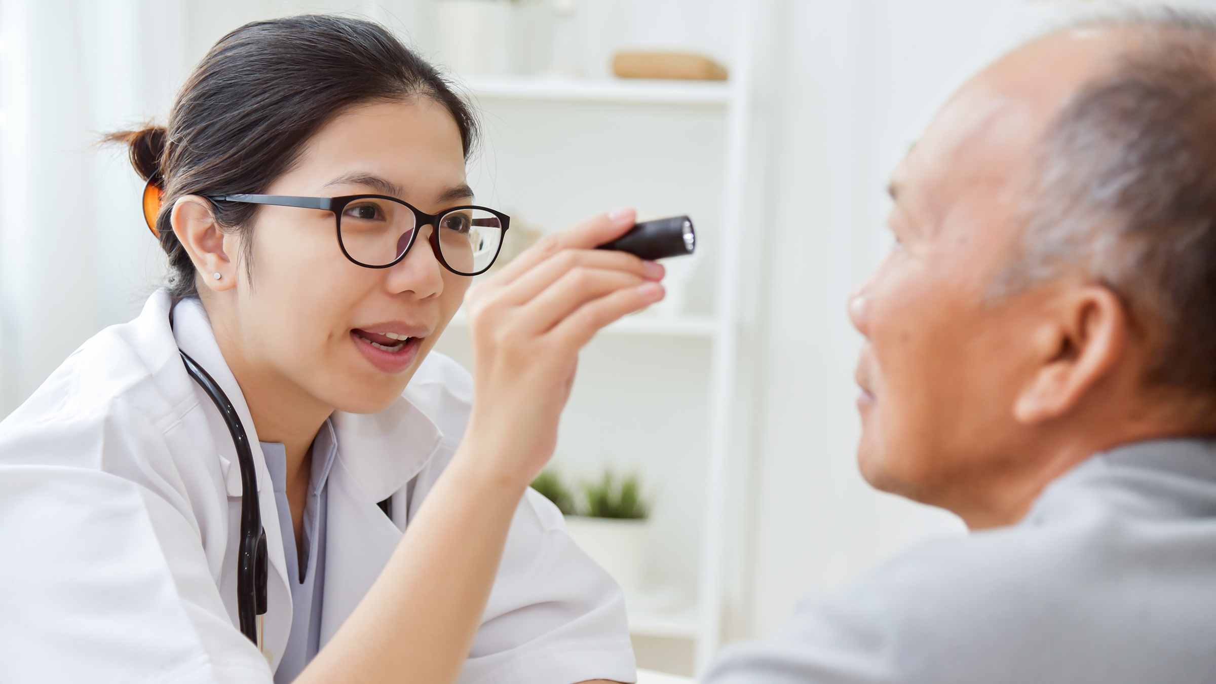 Dirty doctor inspecting his patient in a special way