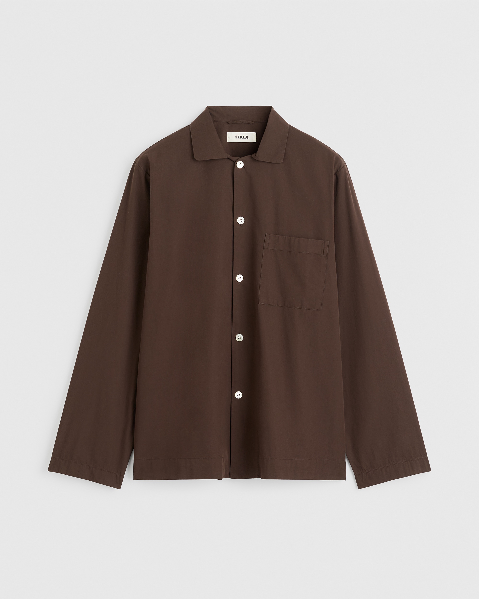 インナー・ルームウェアその他 TEKLA Brown Poplin Shirt Poplin pyjamas – long-sleeved shirt – Coffee | Tekla Fabrics
