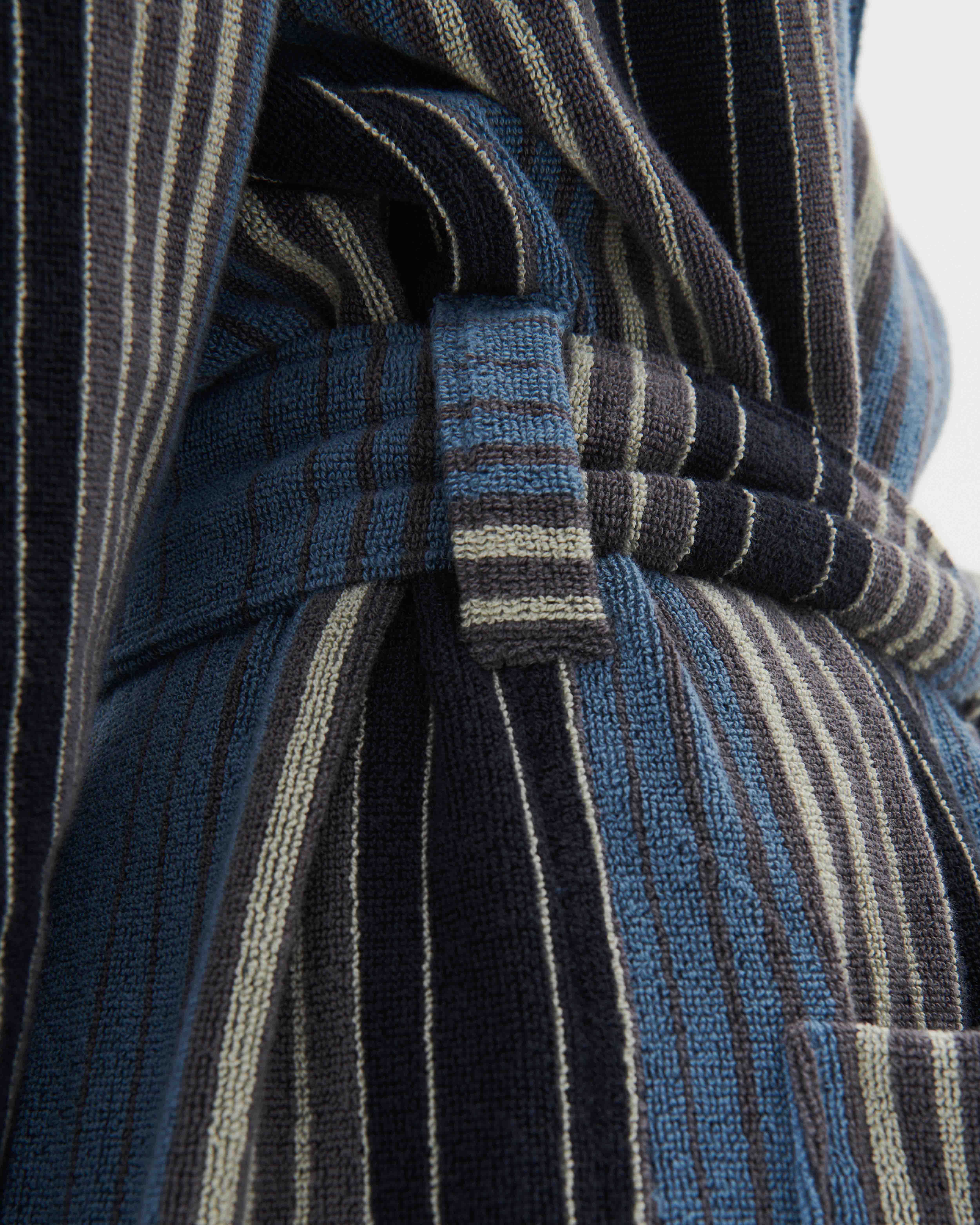 Hooded bathrobe – striped – Multi Stripes | Tekla Fabrics