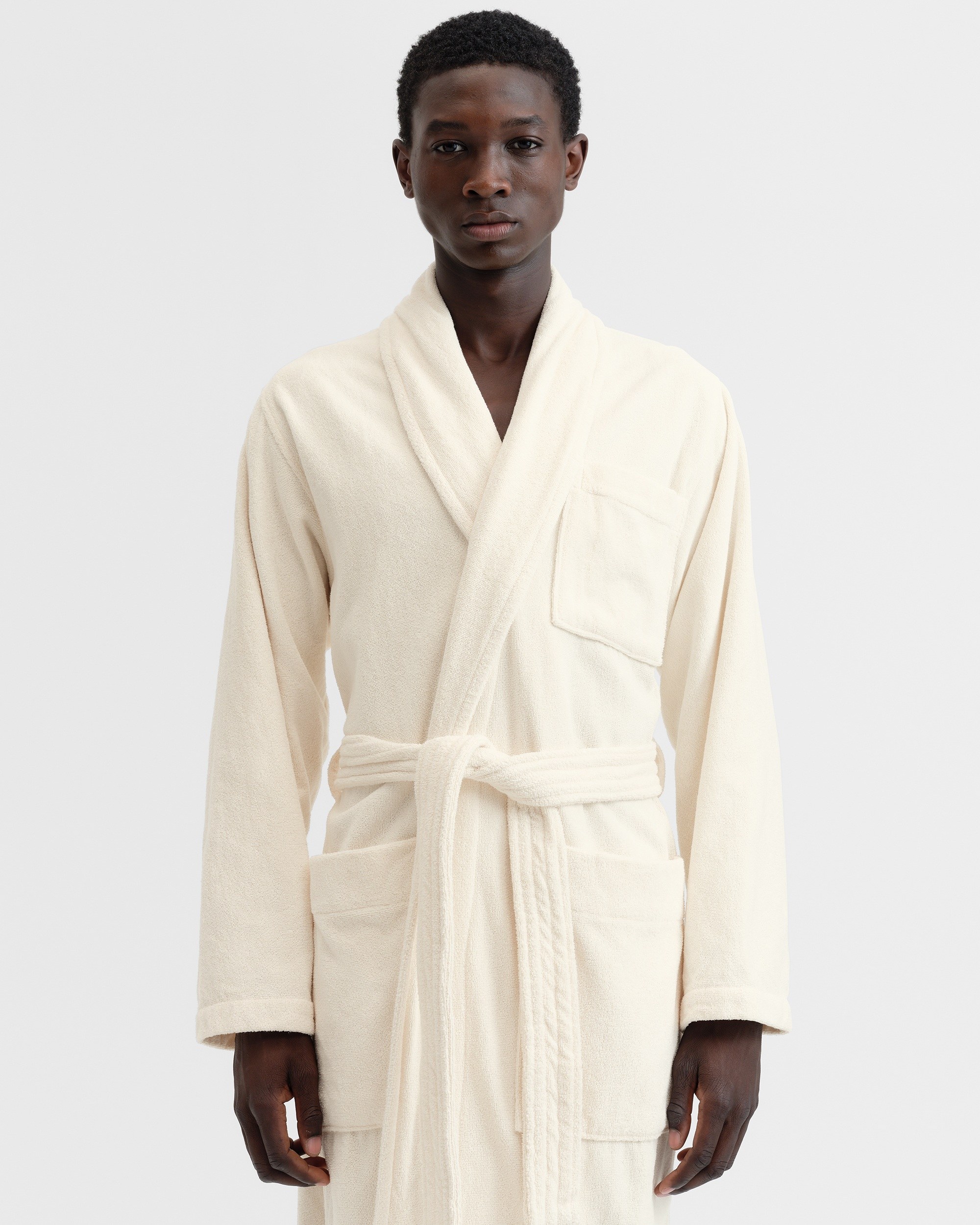 Classic bathrobe – solid – Ivory | Tekla Fabrics