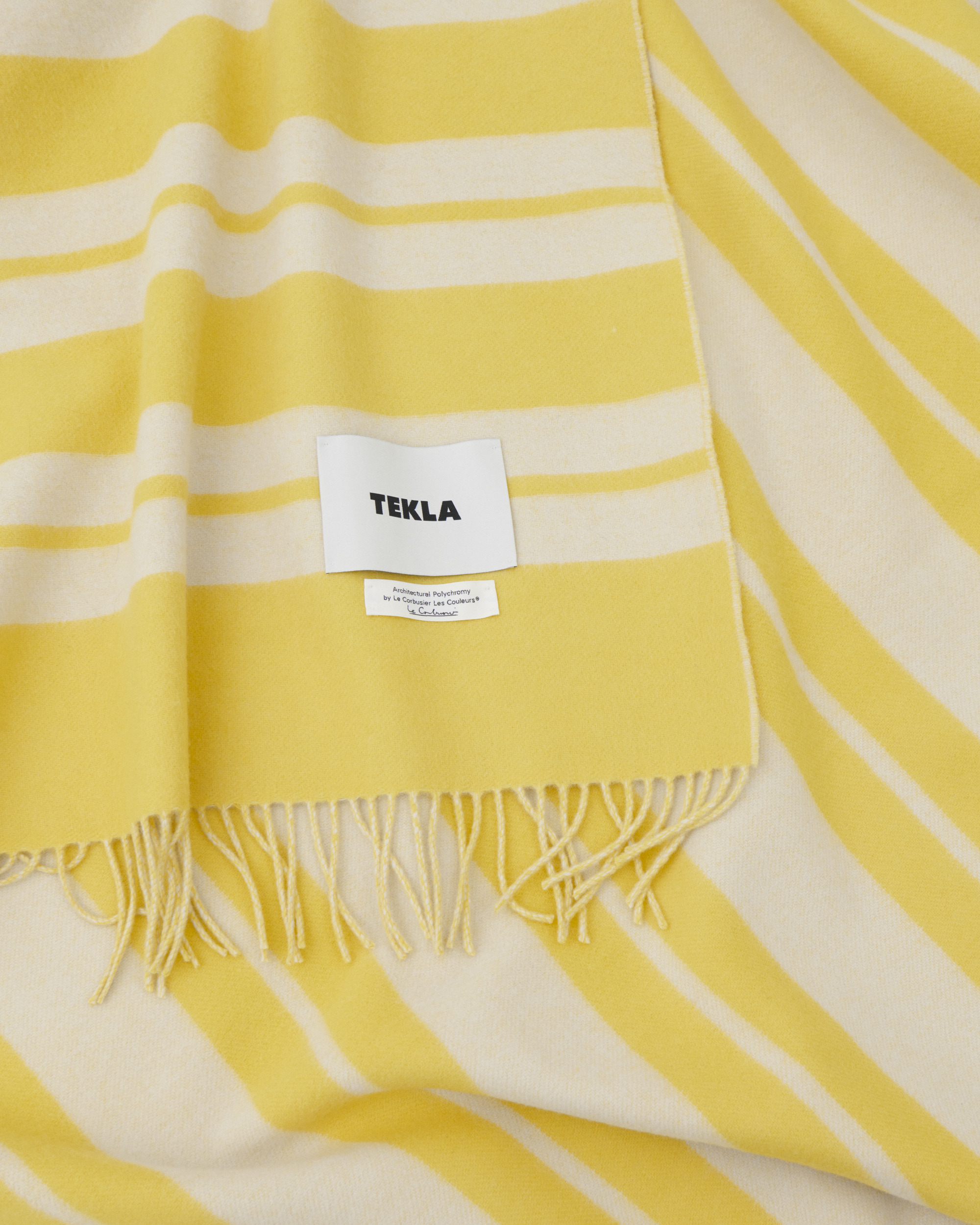 Lambswool blanket – Blanc and Jaune Stripes | Tekla Fabrics