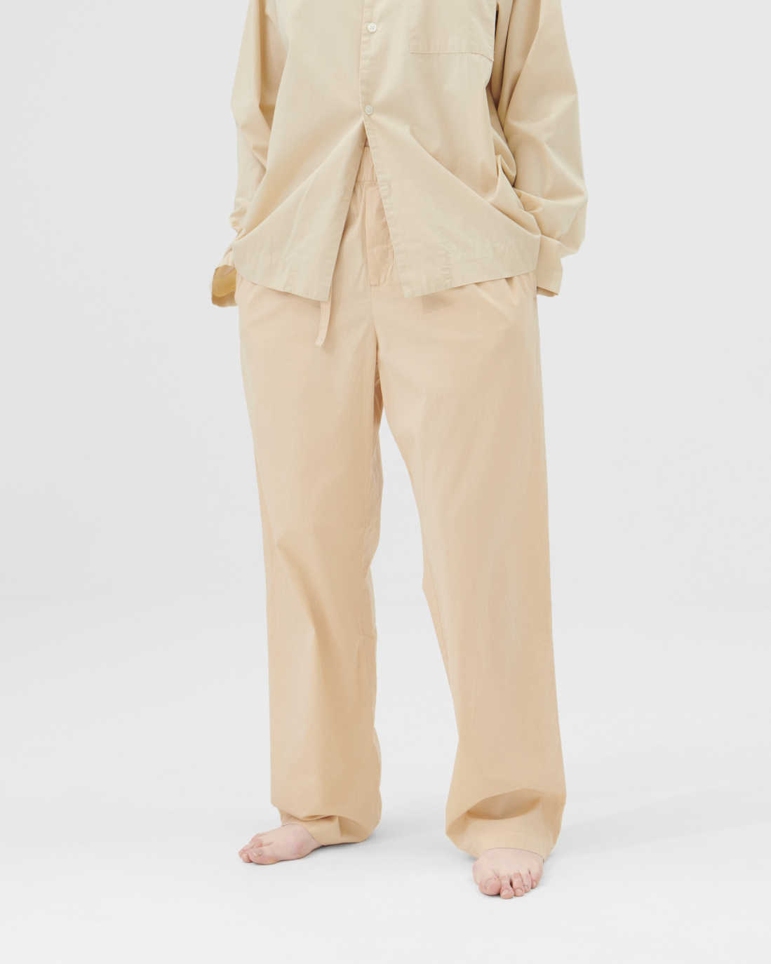 Helsa Cotton Poplin Stripe Pajama Pant in Beige Stripe