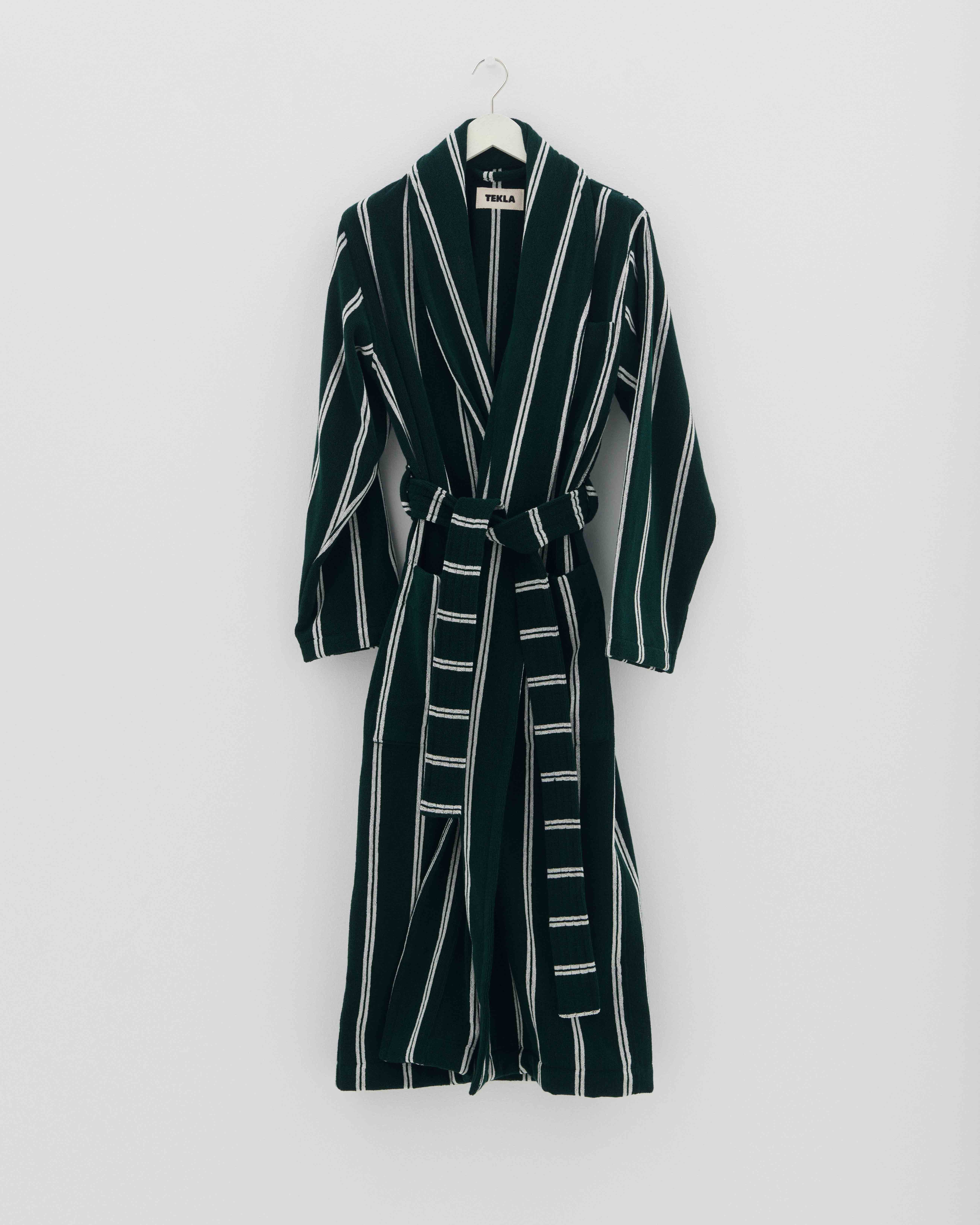 Forest Green Stripes classic bathrobe