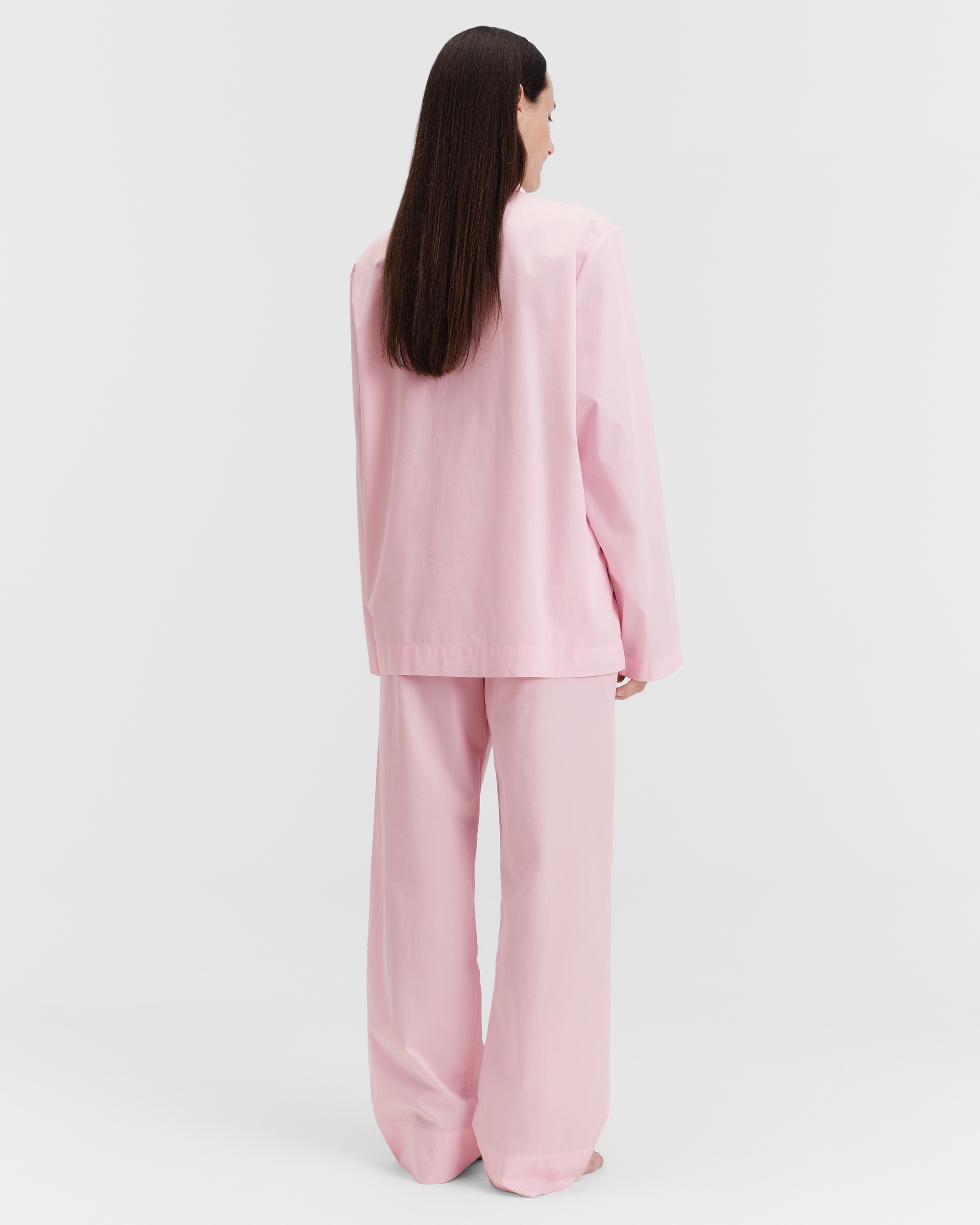 Poplin pyjamas – long-sleeved shirt – Soft Pink | Tekla Fabrics
