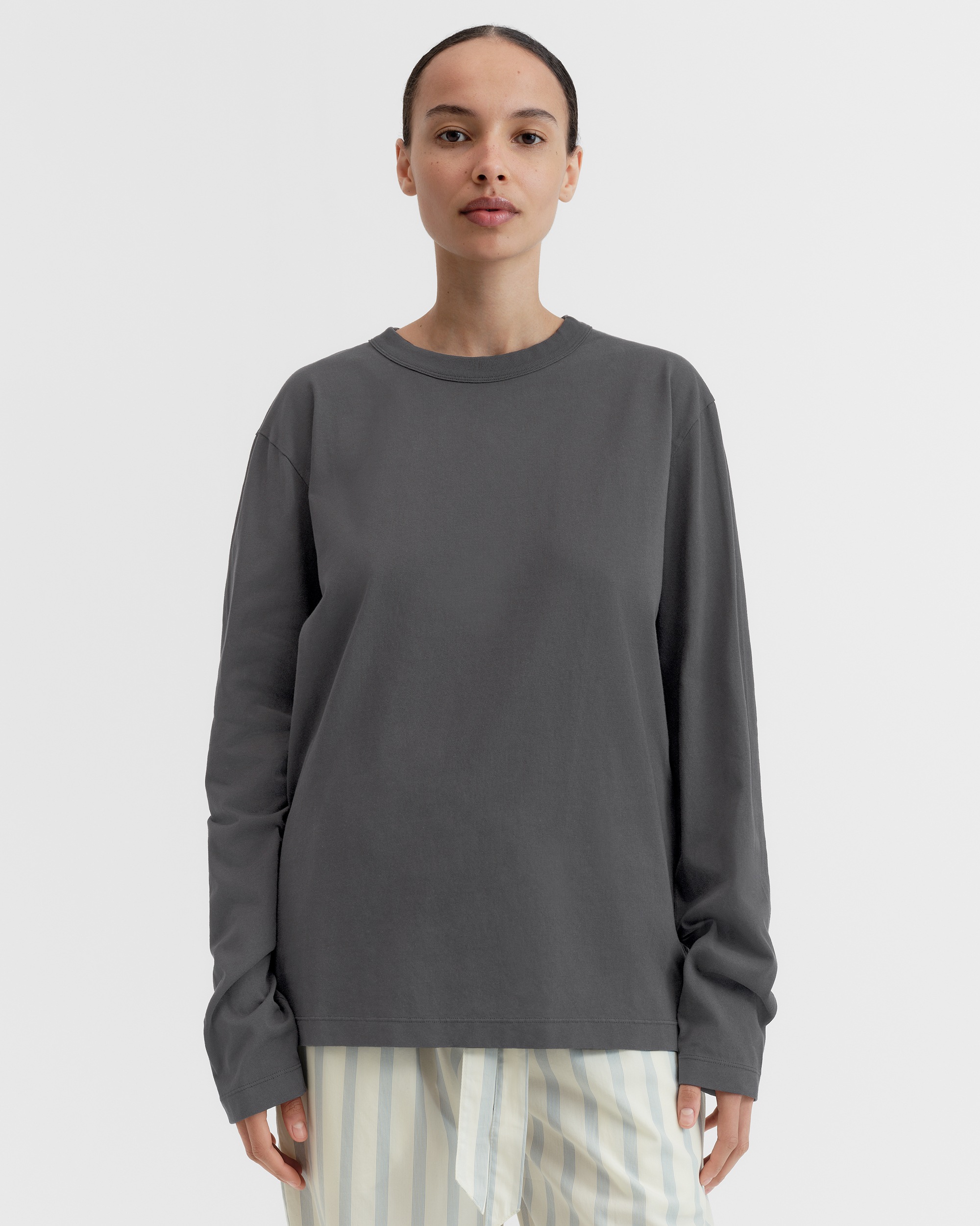 【oan】Helia Washing Long Sleeve T-shirt Men's Acid-wash long-sleeve T-shirt | Blue | Diesel