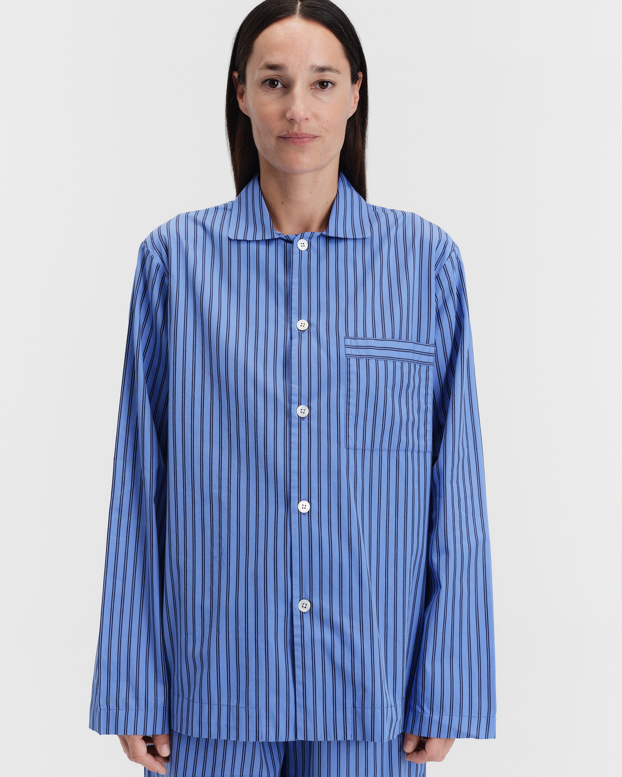 新品:tekla popin stripe shirt lido stripe Poplin pyjamas – long-sleeved shirt – Pin Stripes | Tekla
