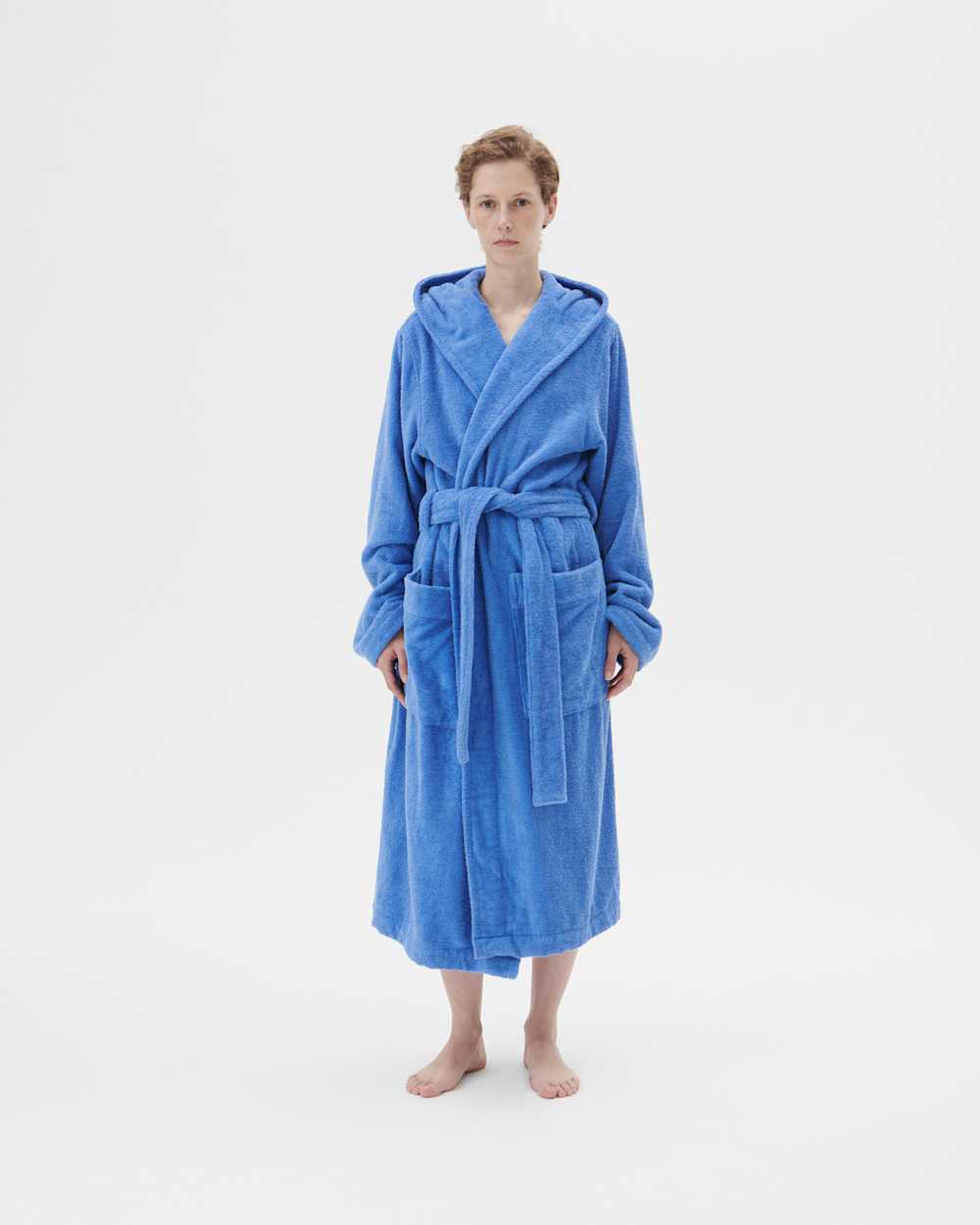 Hooded Bathrobe - Striped - Marseille | Tekla Fabrics
