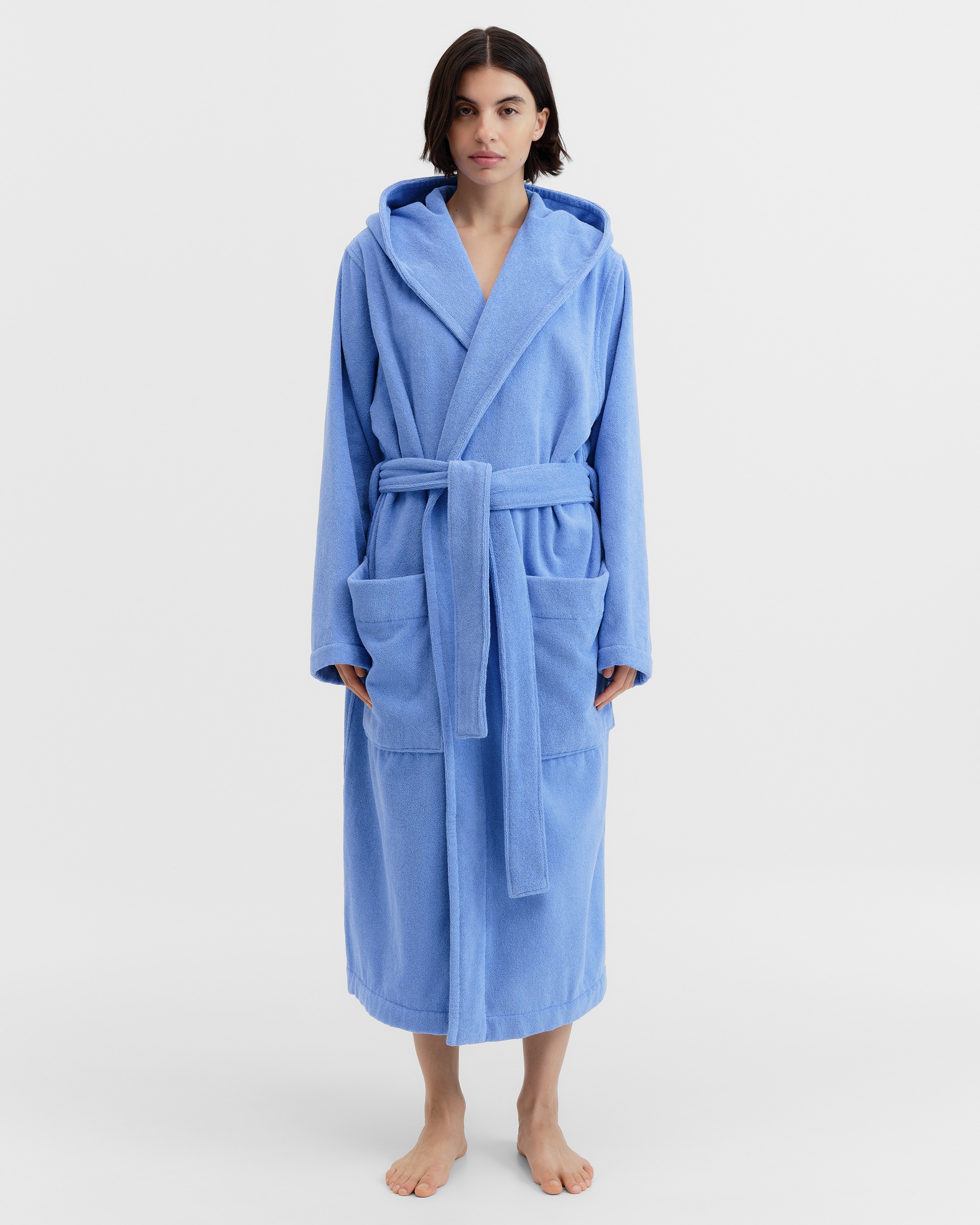 【関税込み】Tekla グリーン Terry Hooded バスローブ Hooded Bathrobe - Striped - Teal Green Stripes | Tekla Fabrics