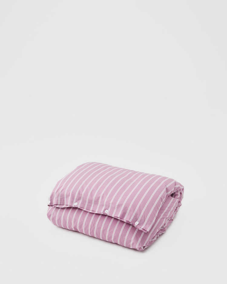 Percale - Single Duvet Cover - Mallow Pink Stripes