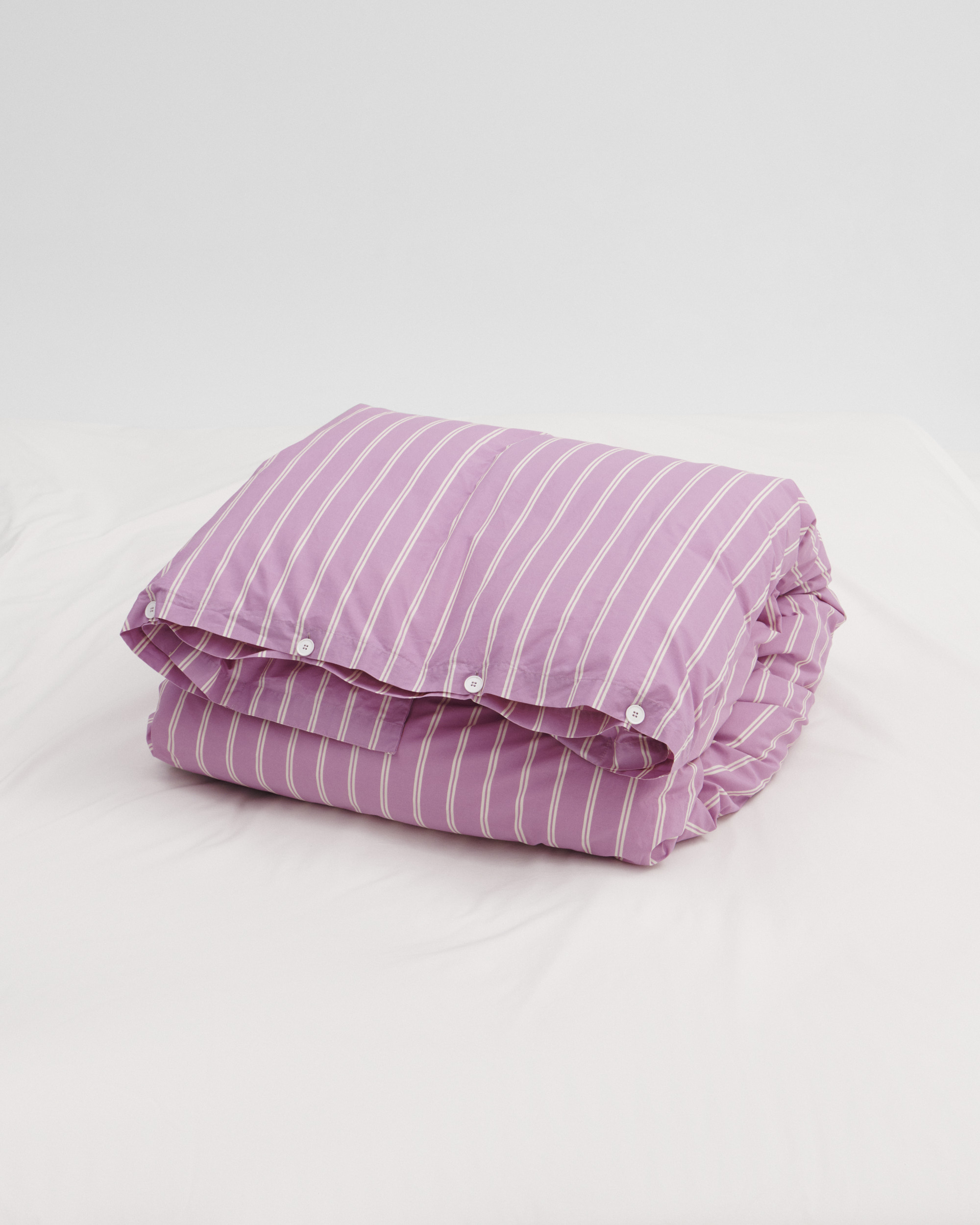 Percale duvet cover – Mallow Pink Stripes | Tekla Fabrics