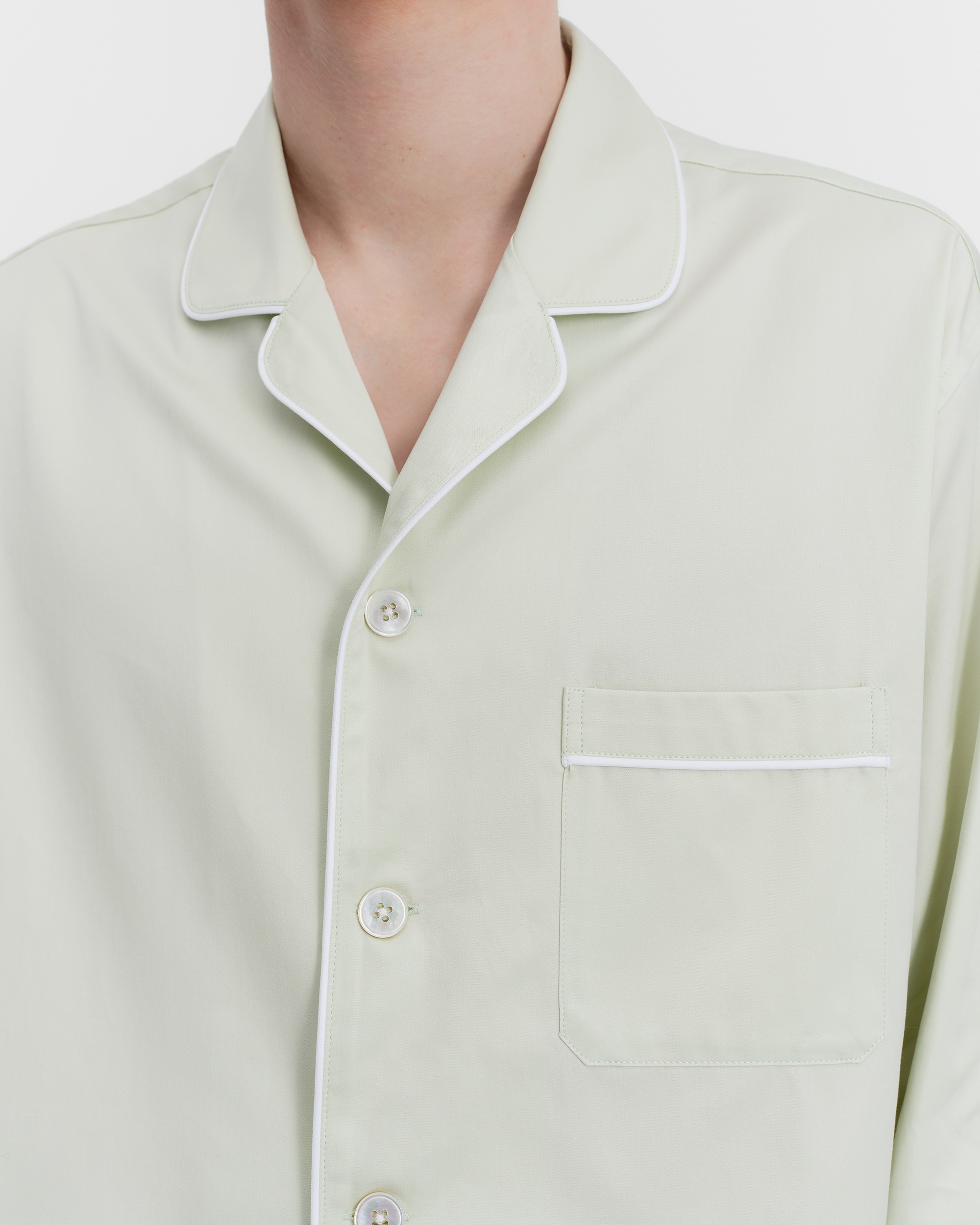 Sateen Men's - long-sleeved shirt - Polo Stripes | Tekla Fabrics