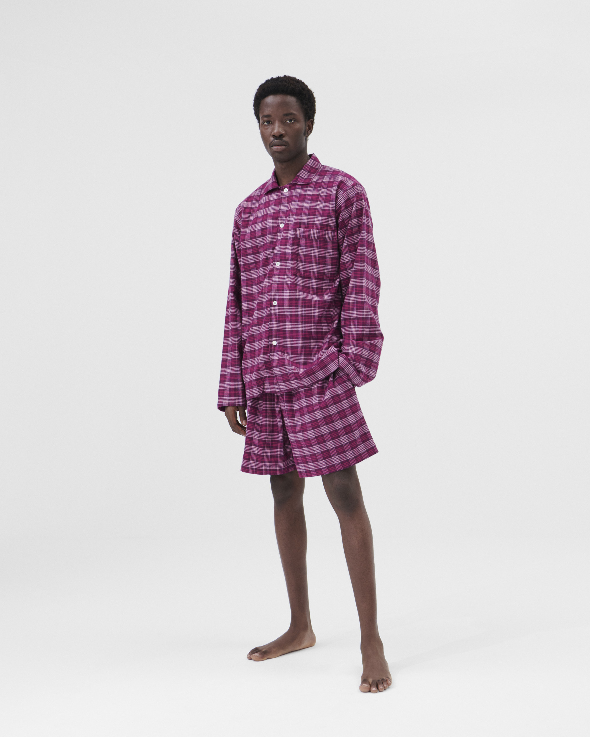 Flannel pyjamas – shorts – Beyond Red | Tekla Fabrics