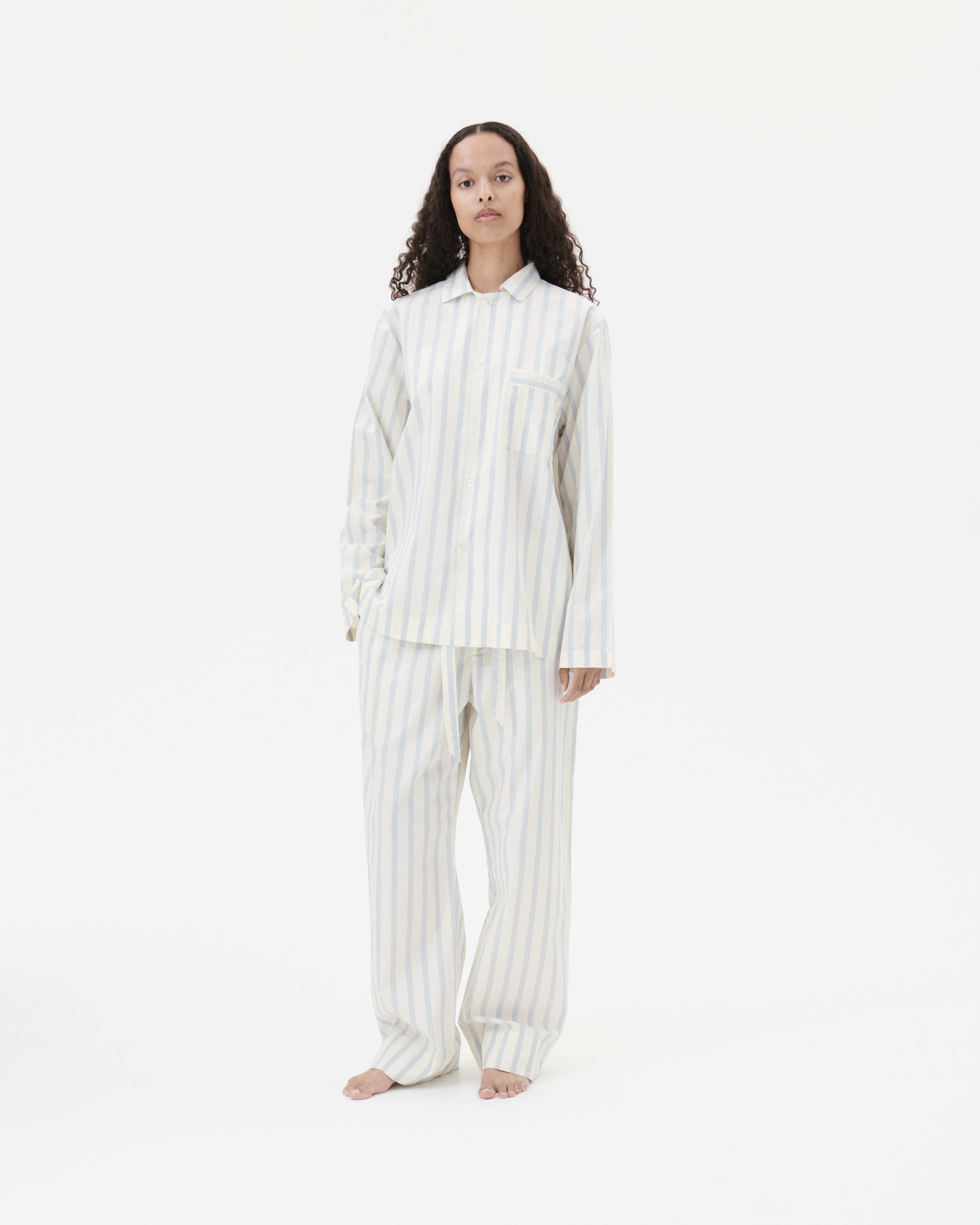 Poplin pyjamas – pants – Needle Stripes | Tekla Fabrics