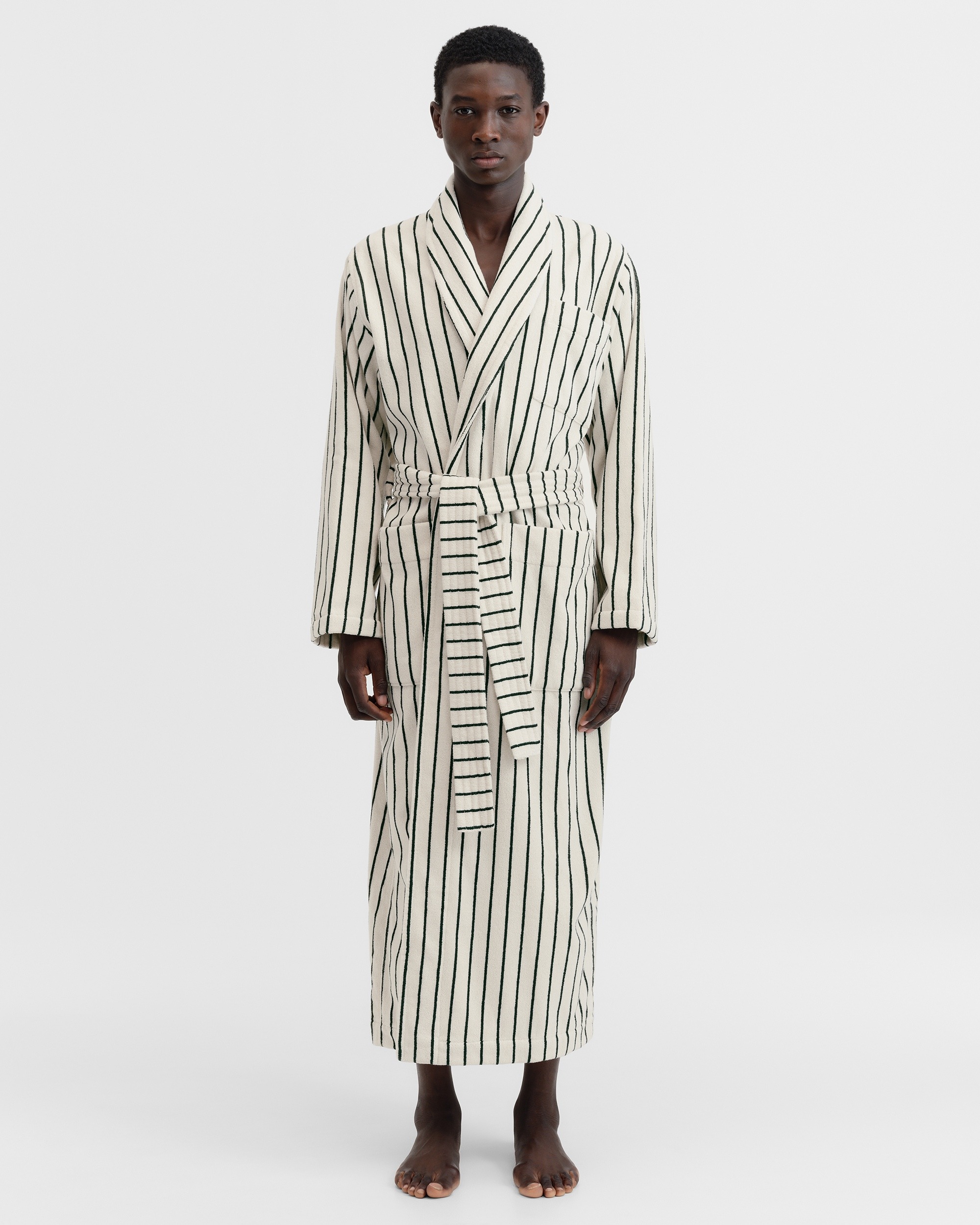 Classic Bathrobe - Striped - Racing Green | Tekla Fabrics