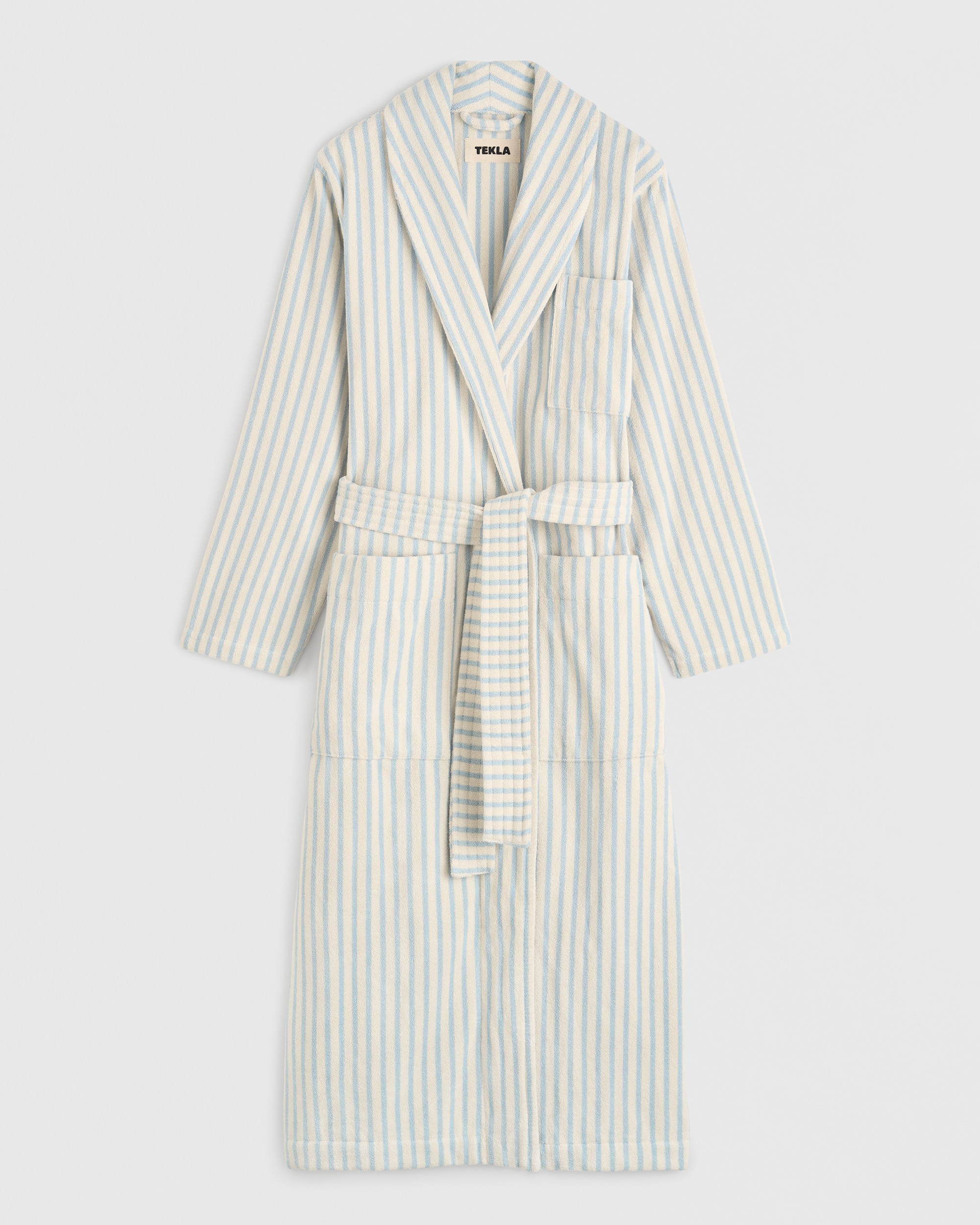 Classic Bathrobe - Striped - Soft Blue Stripes | Tekla Fabrics