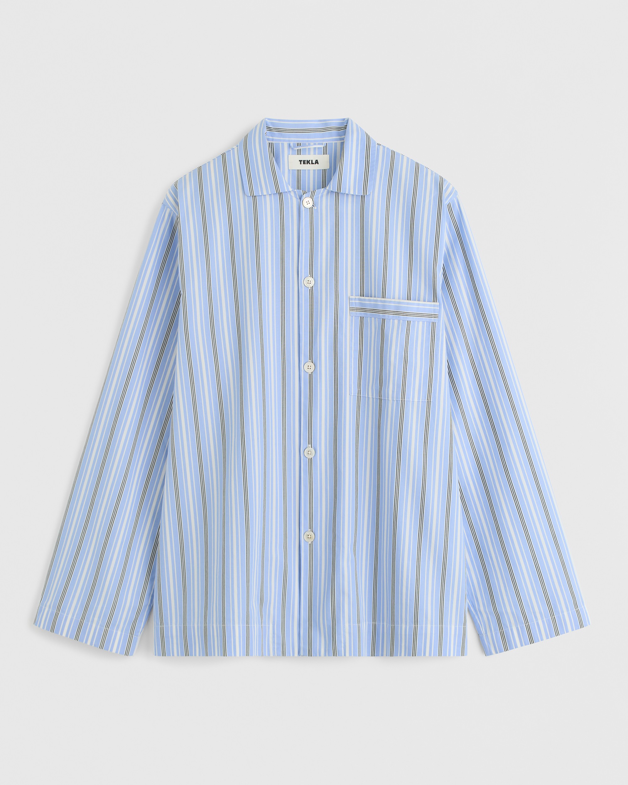 Poplin, Pyjamas Long Shirt - Stave Stripes | Tekla Fabrics