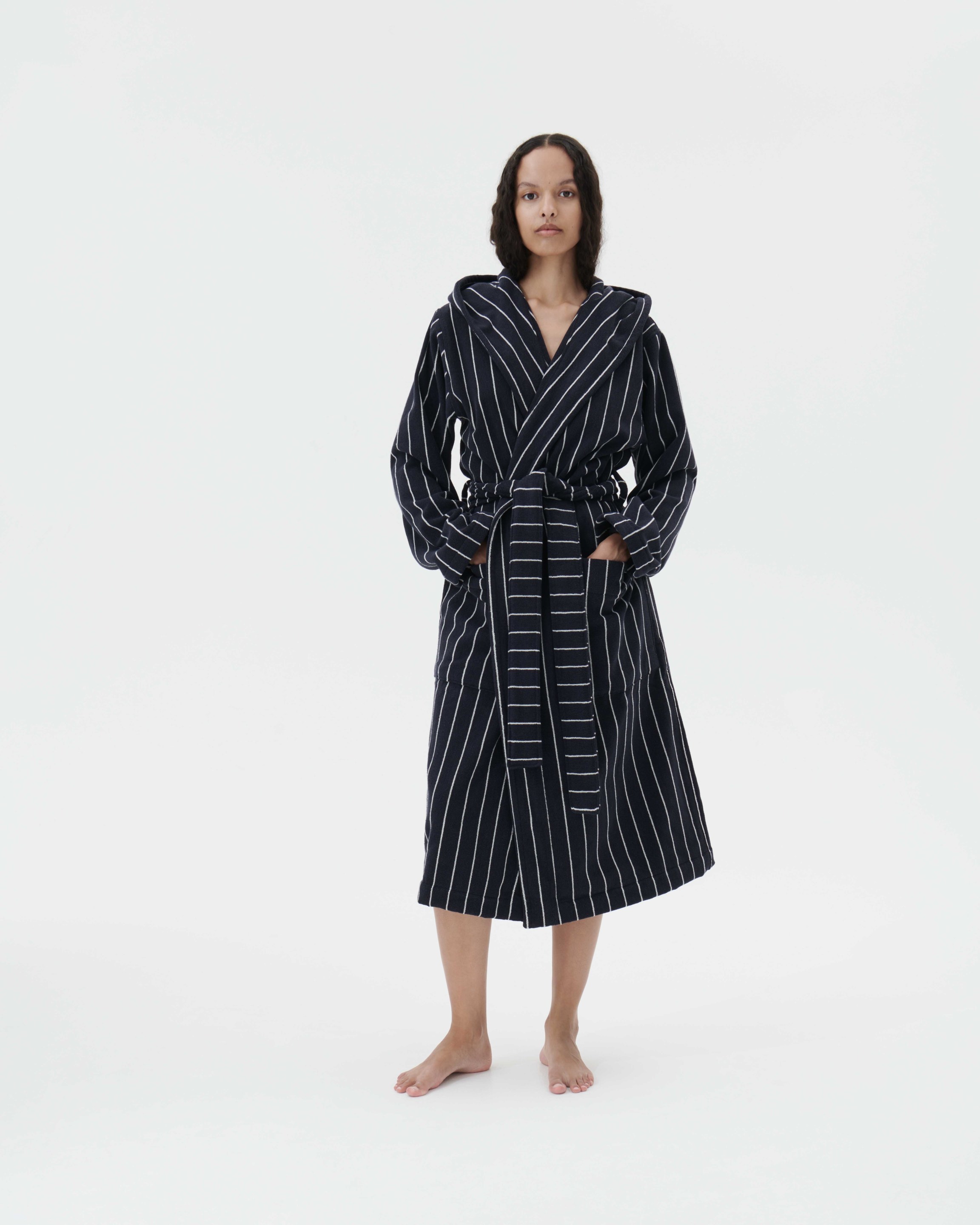 Female - Hooded Bathrobe - Stripes - Antwerp