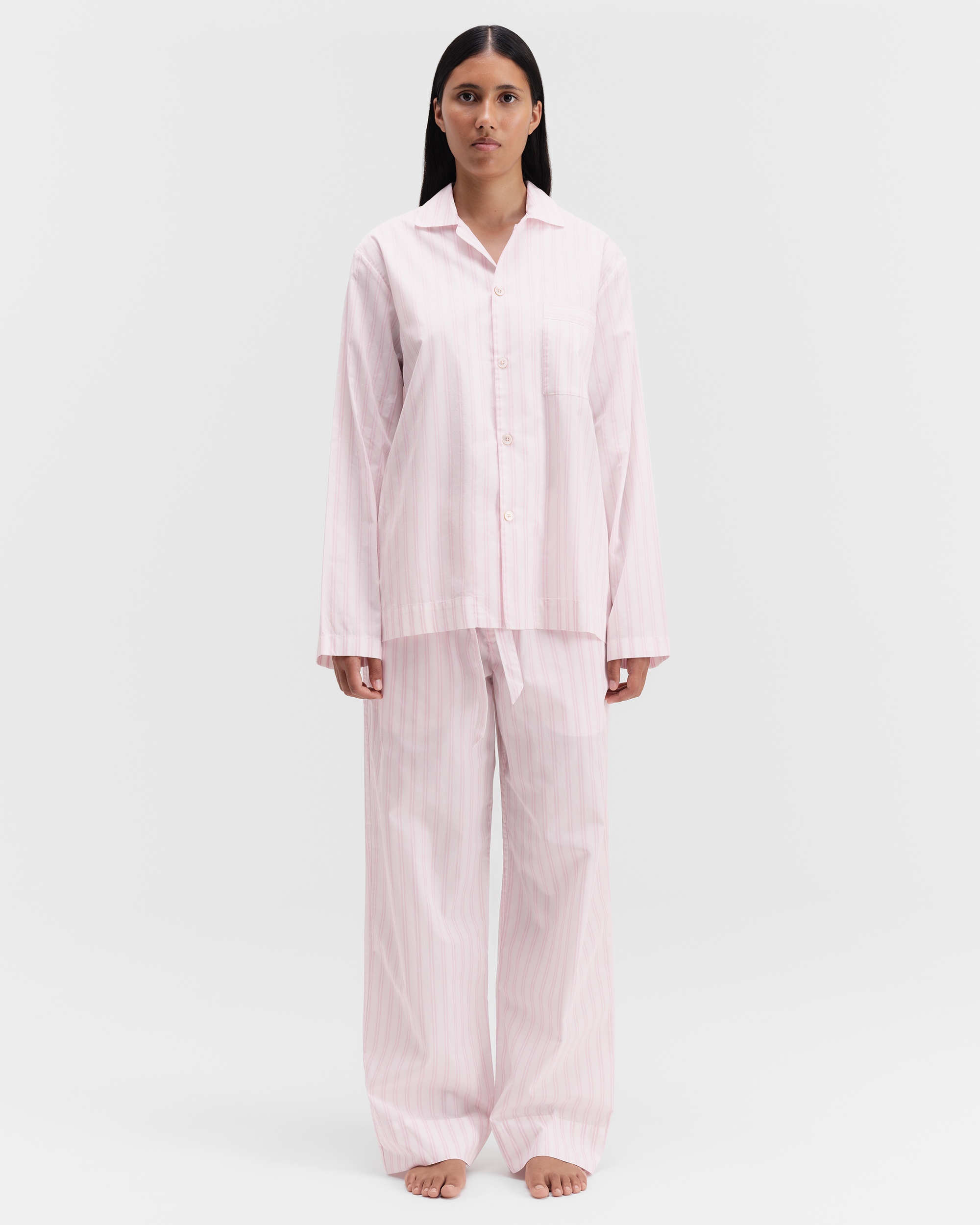 Poplin pyjamas – long-sleeved shirt – Hatty Stripes | Tekla Fabrics