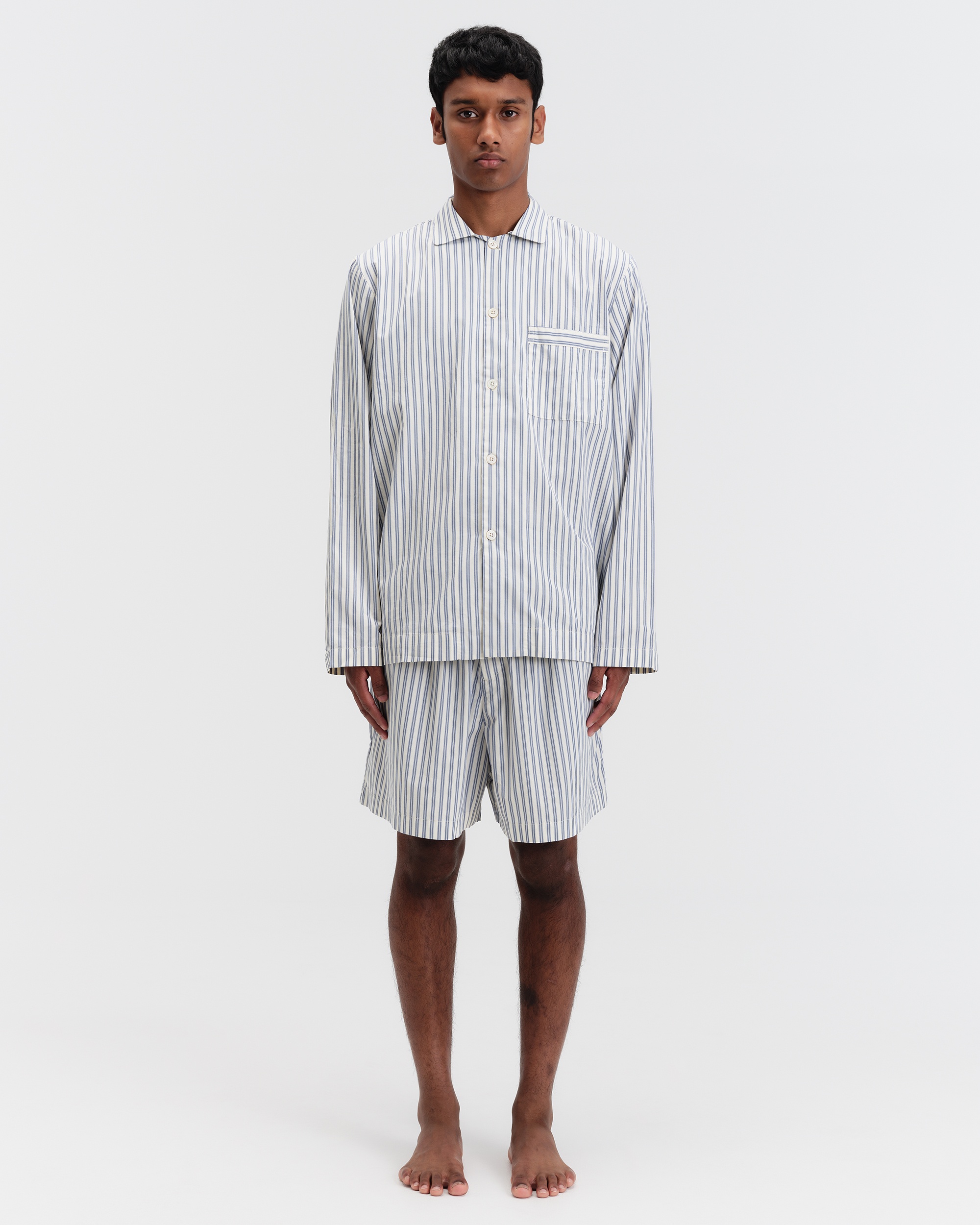 Poplin pyjamas – shorts – Skagen Stripes | Tekla Fabrics