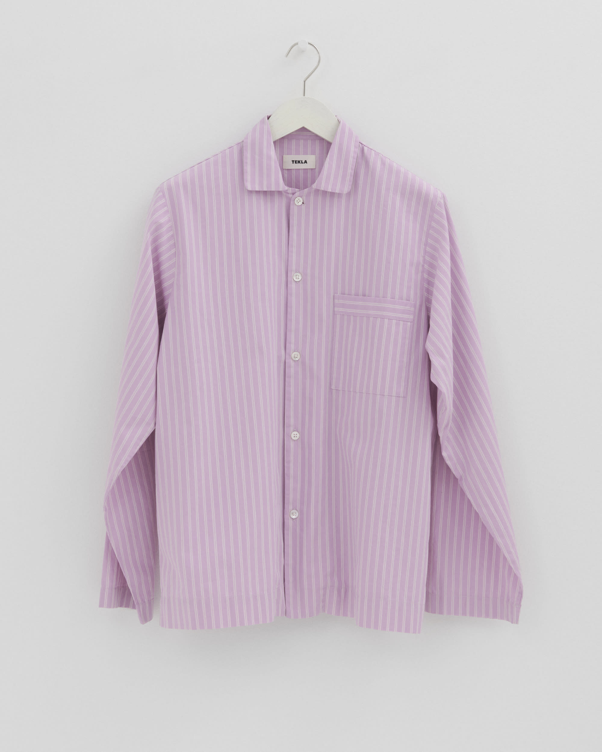 Poplin pyjamas – long-sleeved shirt – Purple Pink Stripes