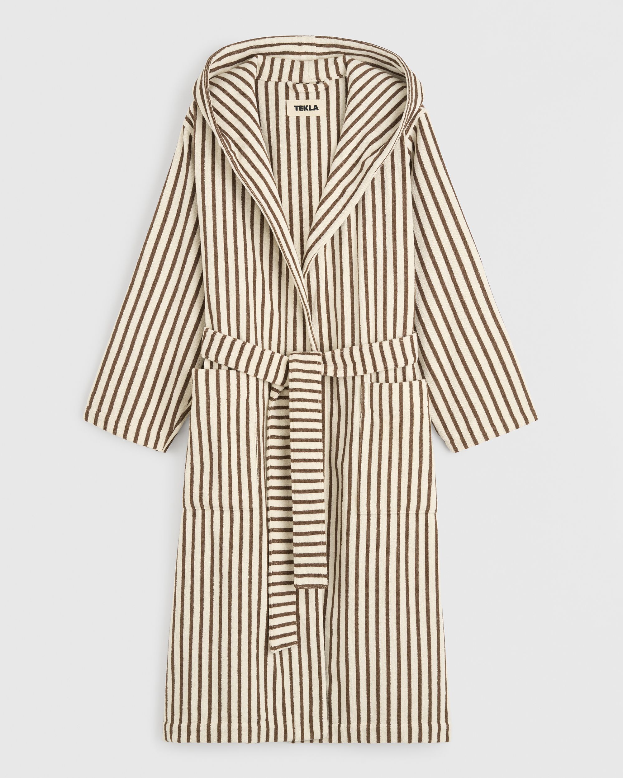 Tekla Fabrics Hooded bathrobe - Kodiak Stripes - Size XS