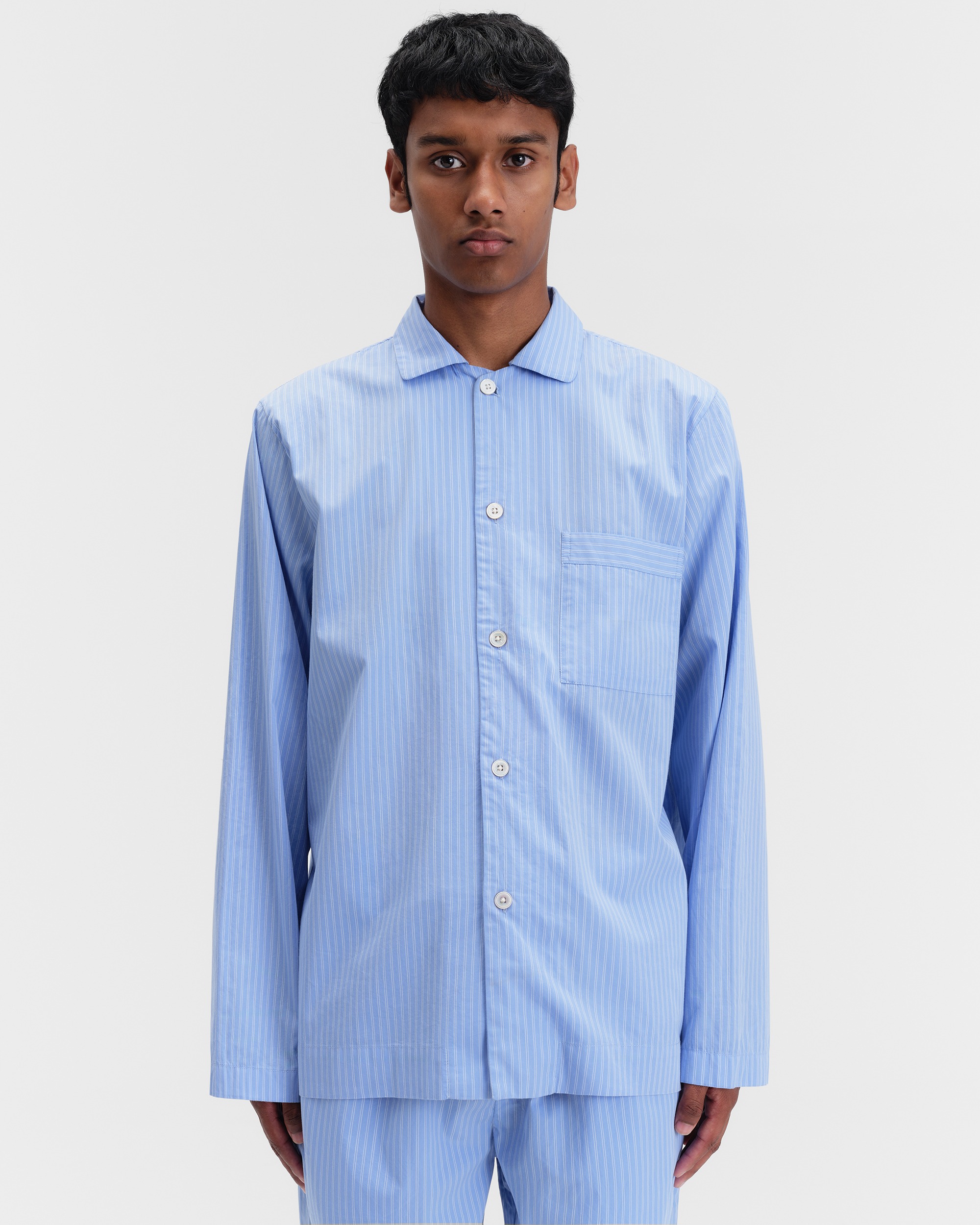 新品:tekla popin stripe shirt lido stripe Tekla - Poplin Pyjamas Shirt in Placid Blue Stripes – Stoy