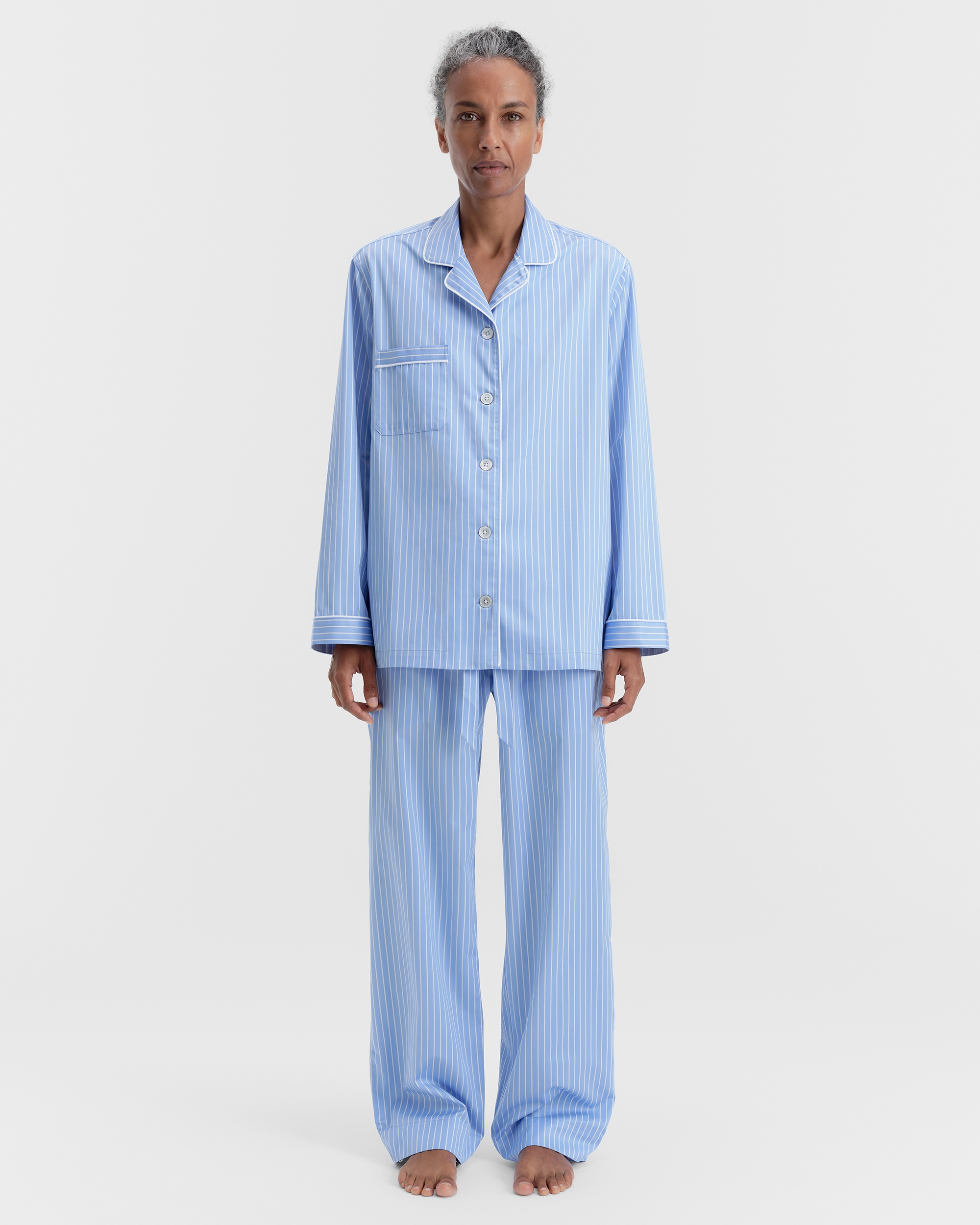 Sateen, Women's Pyjamas Pants - Polo stripes | Tekla Fabrics
