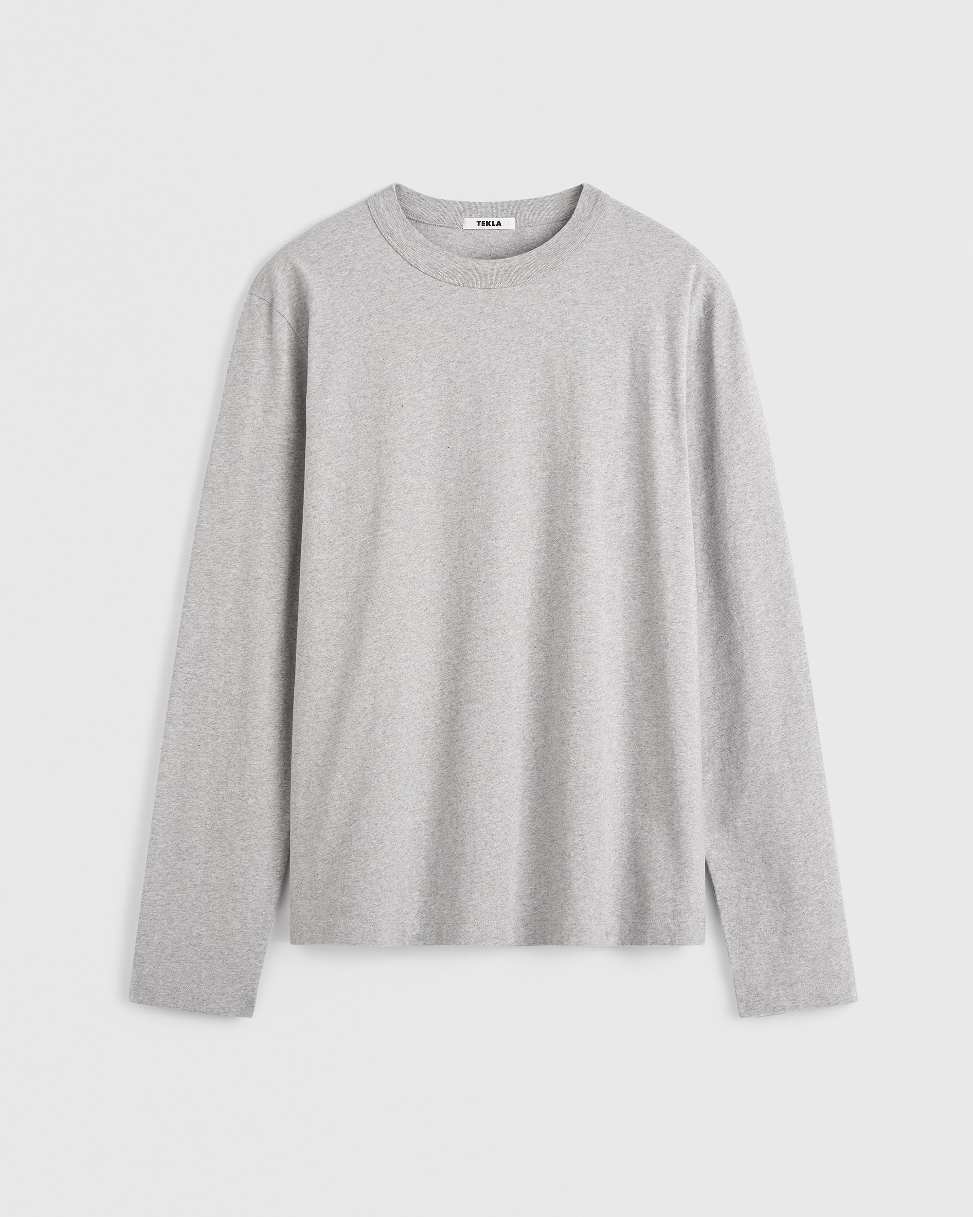 Sleeping T-Shirt - Long Sleeved - Grey Melange | Tekla Fabrics
