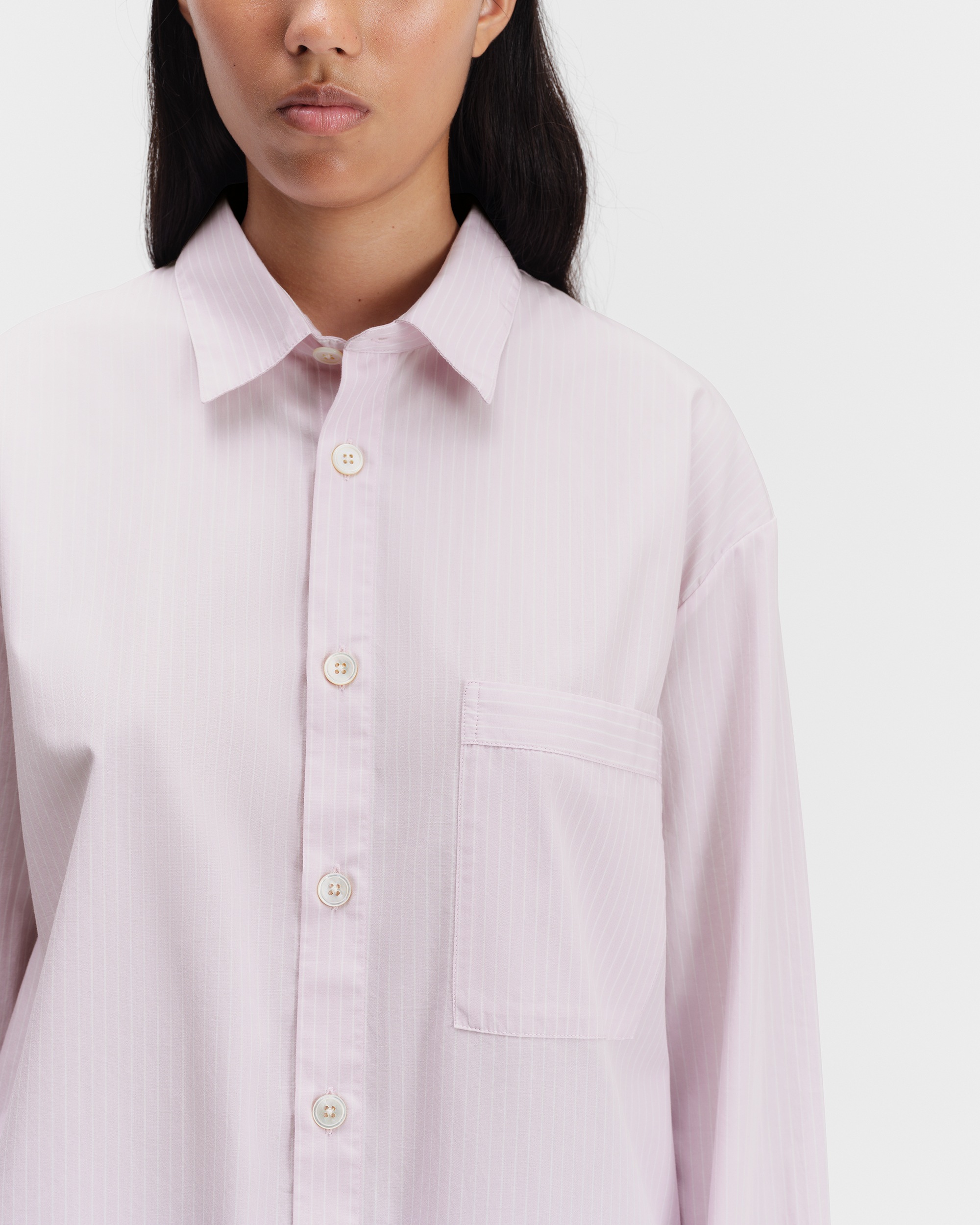 Poplin loungewear – Relaxed long-sleeved shirt – Rosa