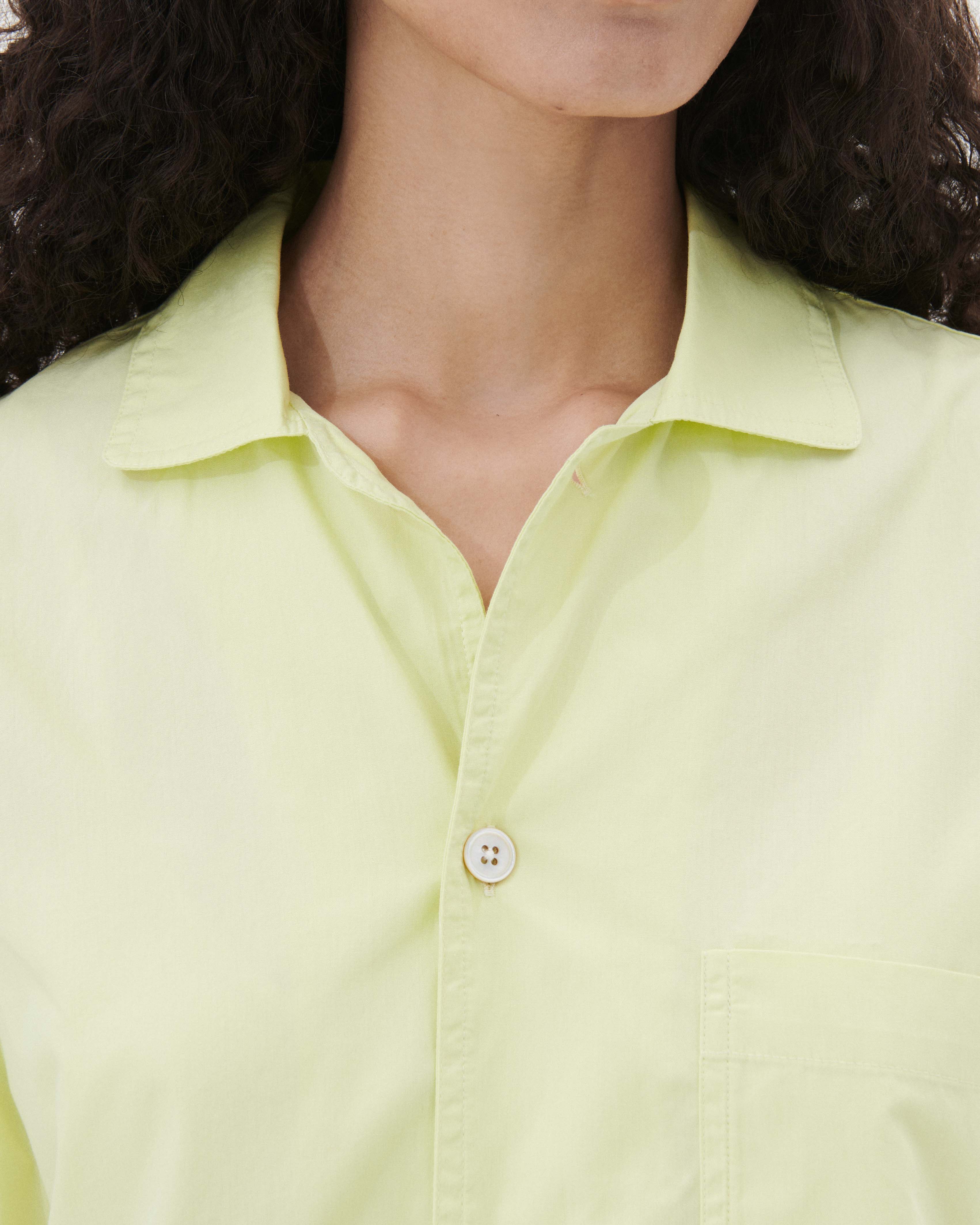 Poplin pyjamas – long-sleeved shirt – Lime | Tekla Fabrics