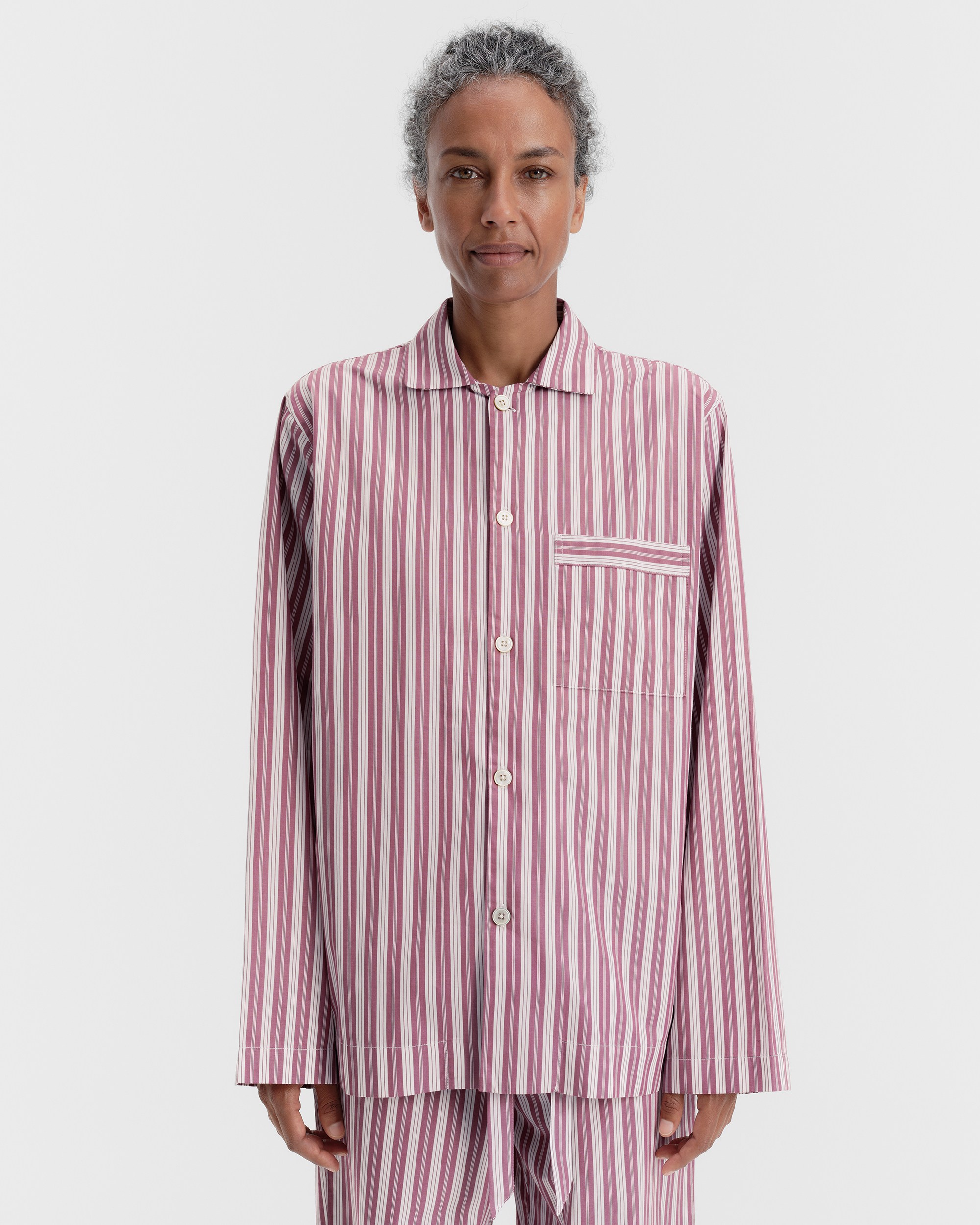 Poplin pyjamas – long-sleeved shirt – Shirt Blue | Tekla Fabrics