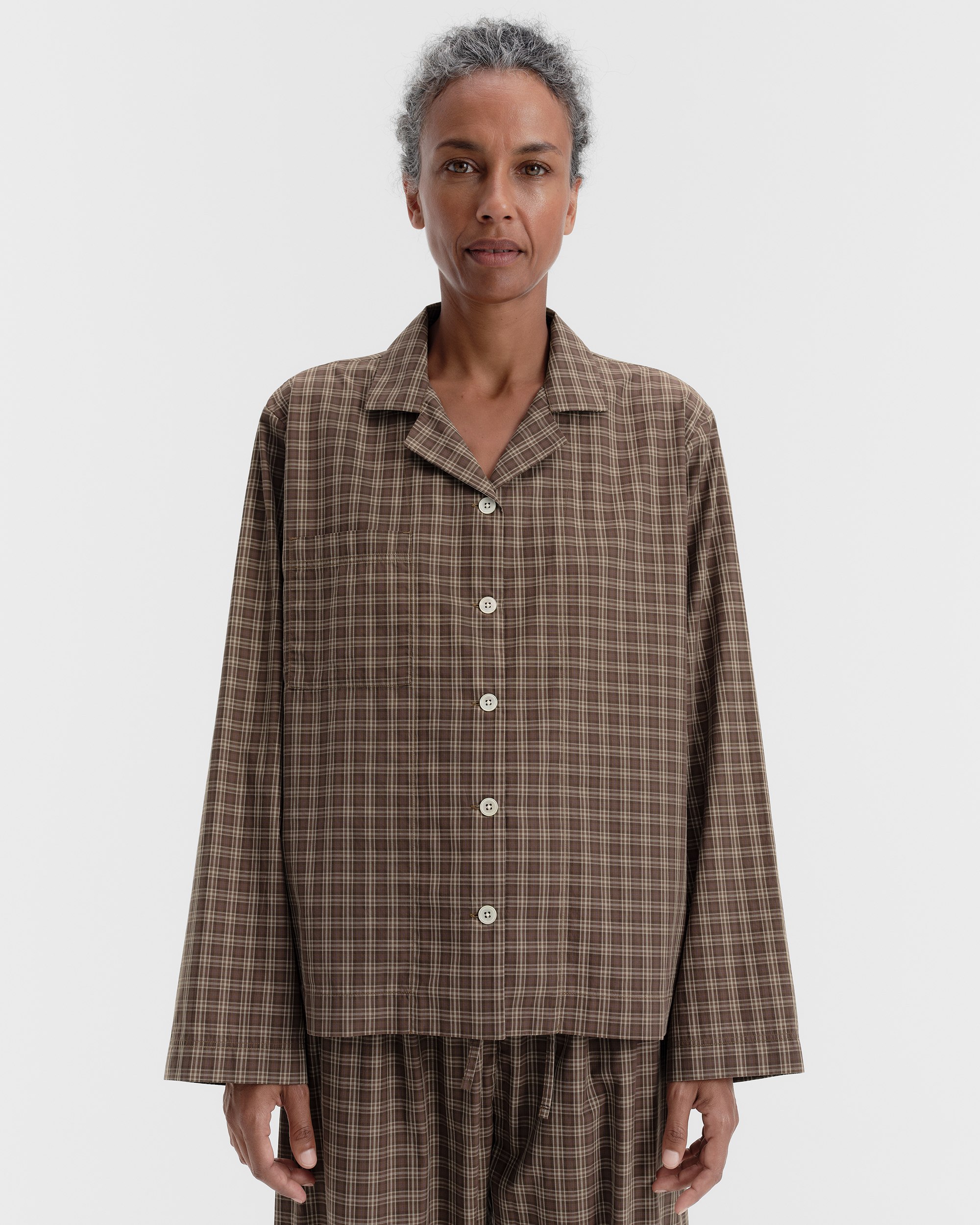 Women's long-sleeved shirt - Serra Checks | Tekla Fabrics