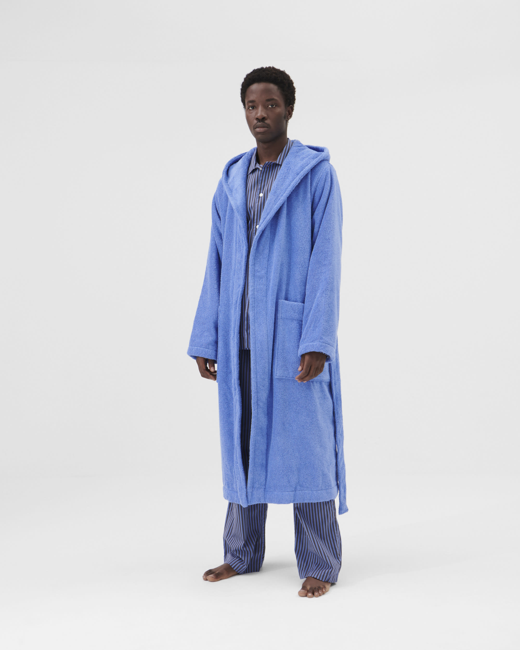 Male - Hooded Bathrobe - Solid - Clear Blue