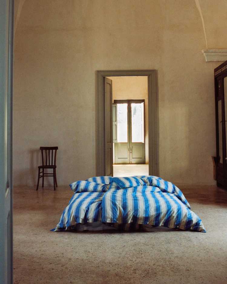 Blue Mattress Stripes bedding