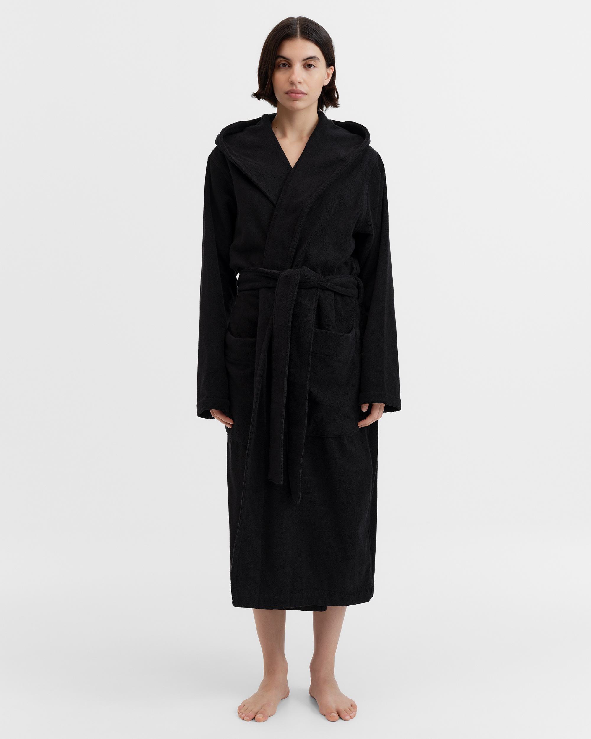 Hooded Bathrobe - Striped - Teal Green Stripes | Tekla Fabrics