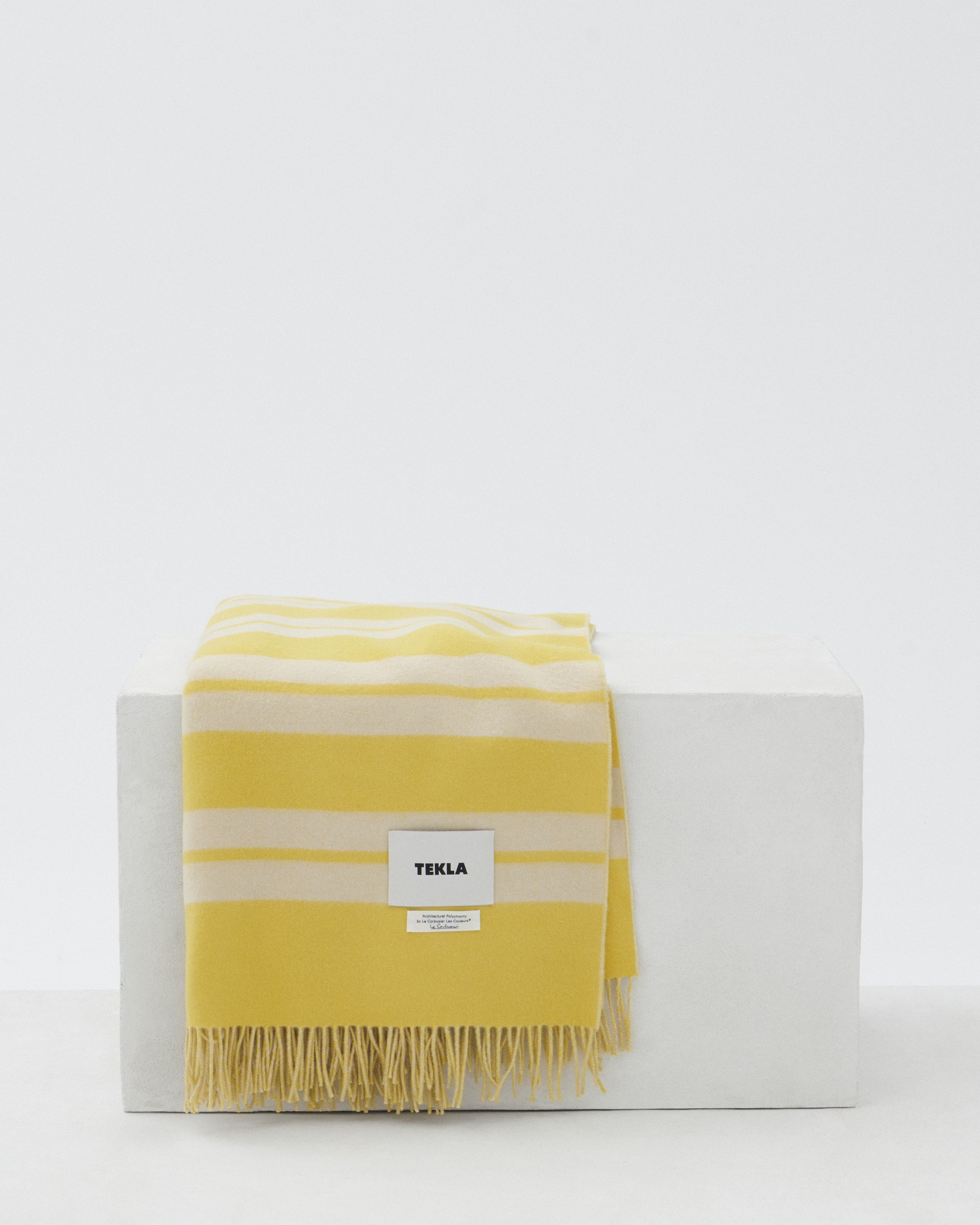 Lambswool blanket – Blanc and Jaune Stripes | Tekla Fabrics