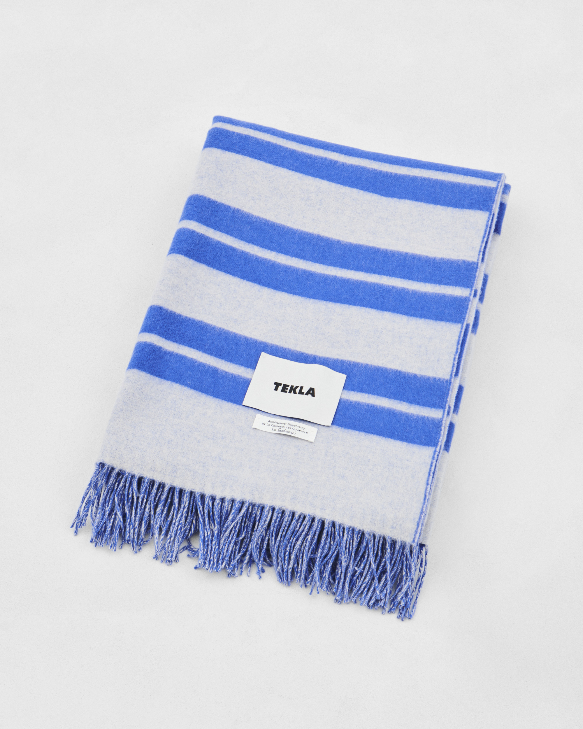 Lambswool blanket – Bleu and Blanc Stripes | Tekla Fabrics