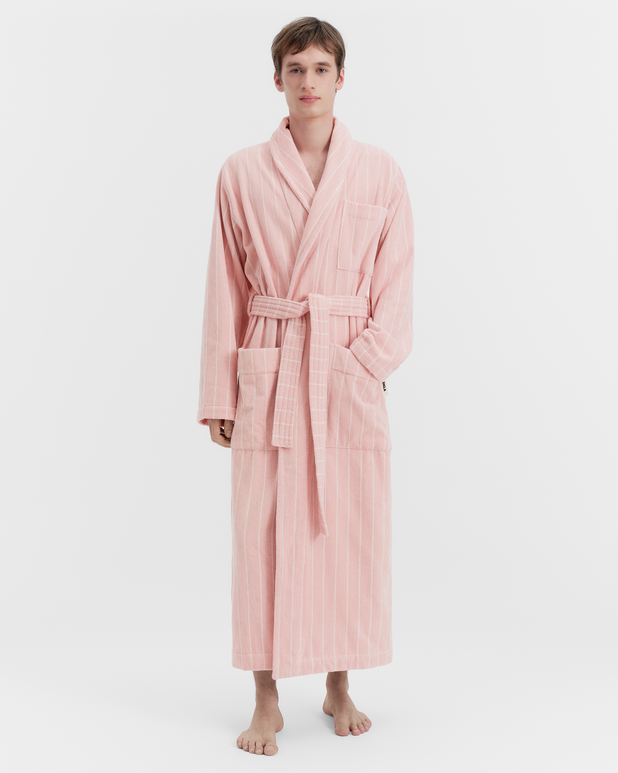 Classic bathrobe – striped – Marseille | Tekla Fabrics