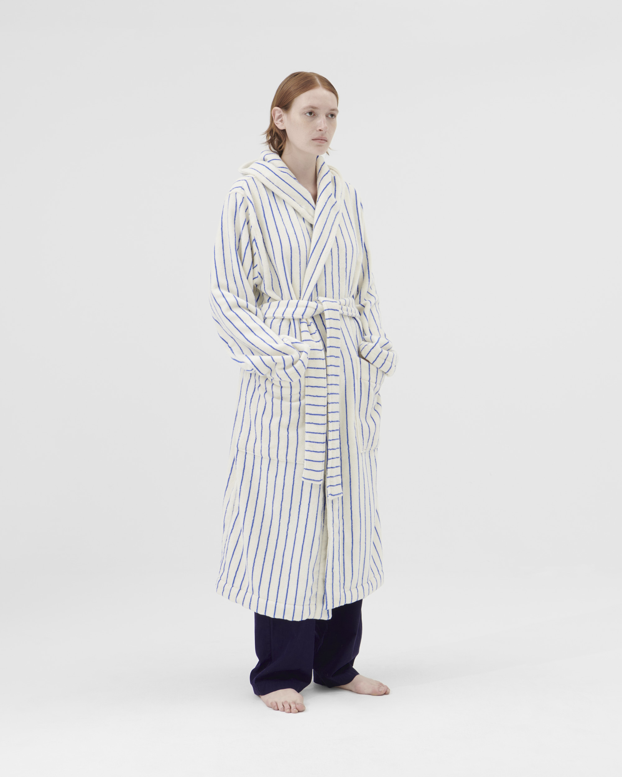 Hooded Bathrobe Striped Marseille Tekla Fabrics