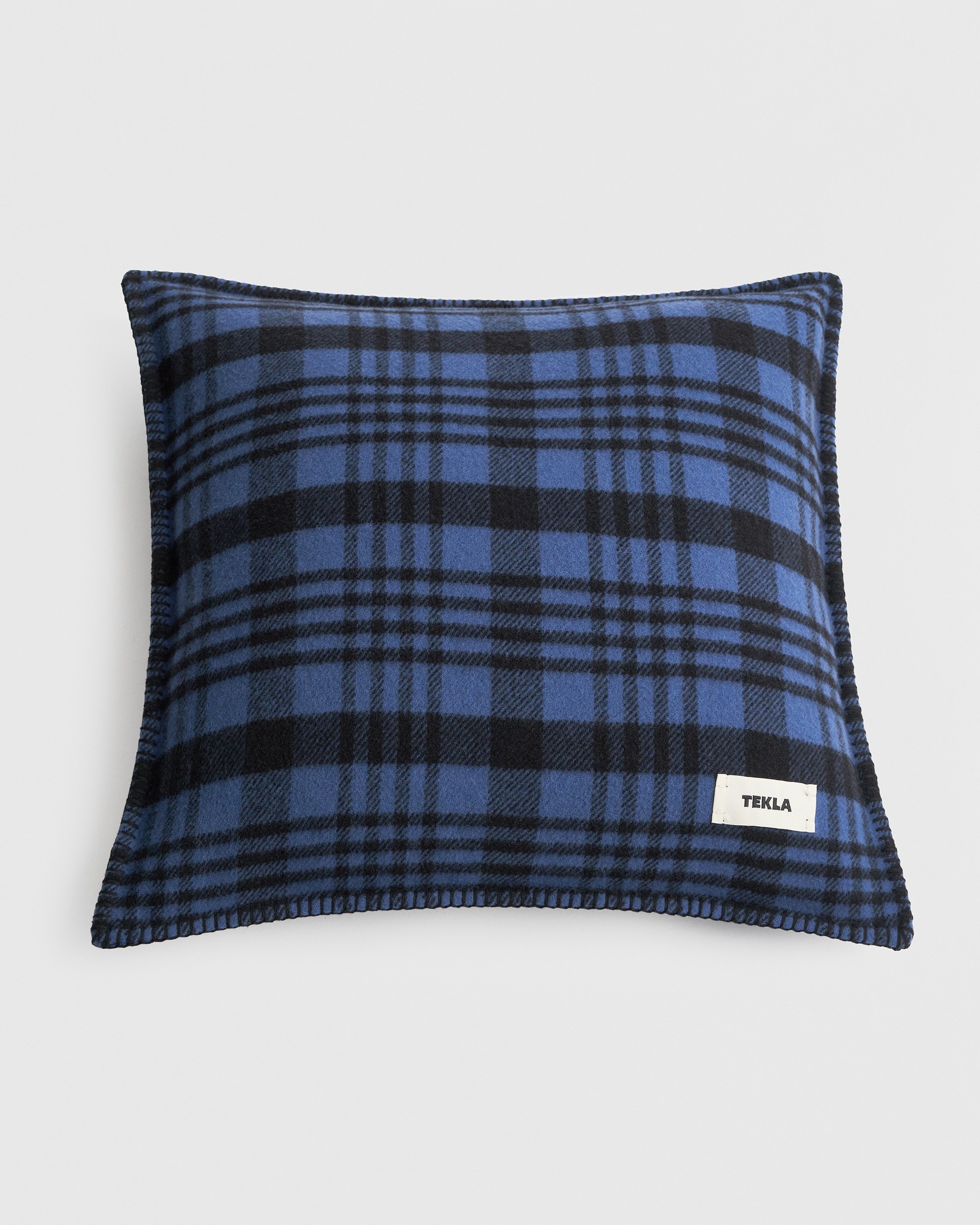 TEKLA ブランケット ブルー Fringed blanket - Blue Plaid | Tekla Fabrics
